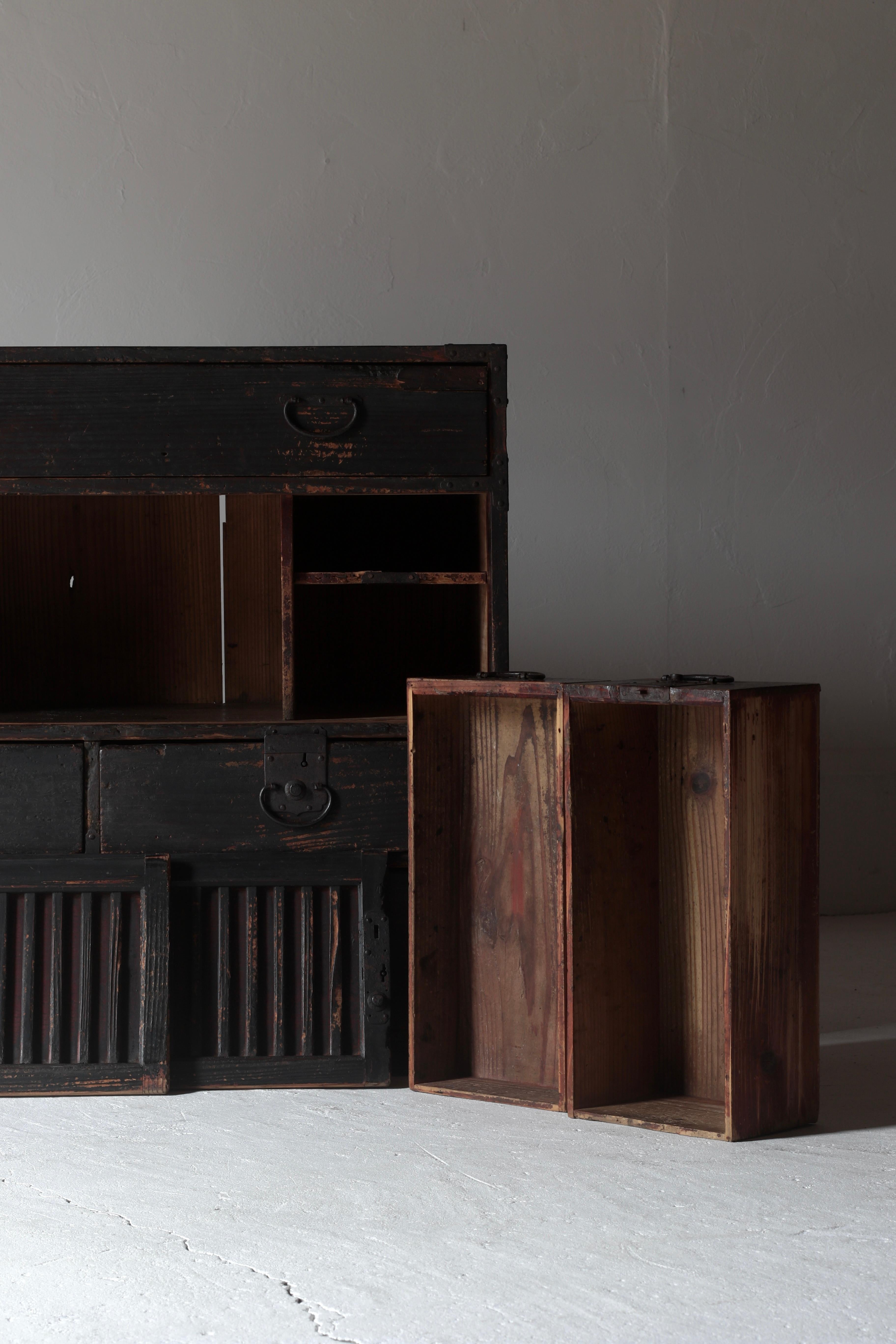 Japanese Antique Black Tansu / Storage Cabinet / 1868s-1912s WabiSabi 8