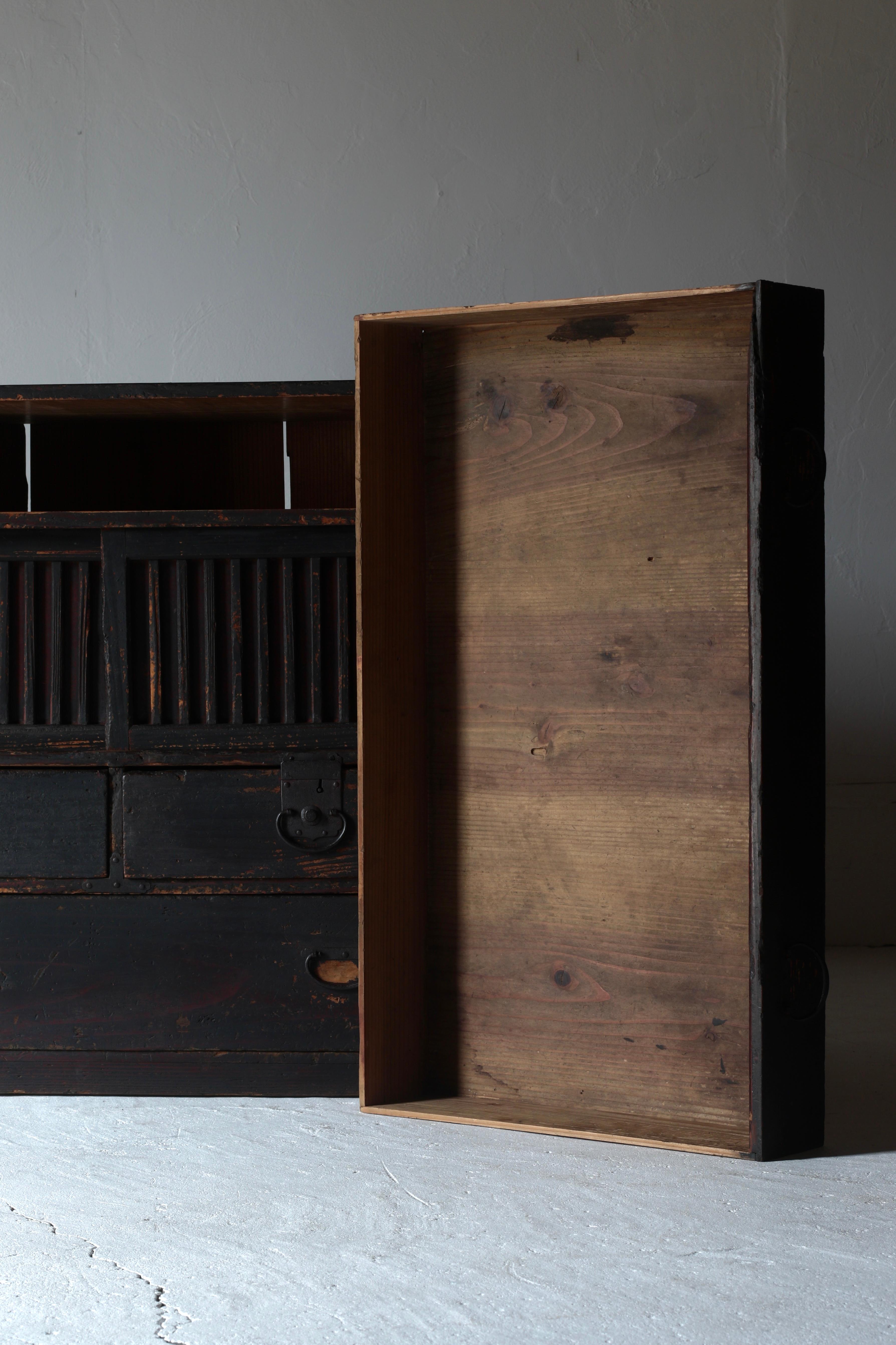 Japanese Antique Black Tansu / Storage Cabinet / 1868s-1912s WabiSabi 9