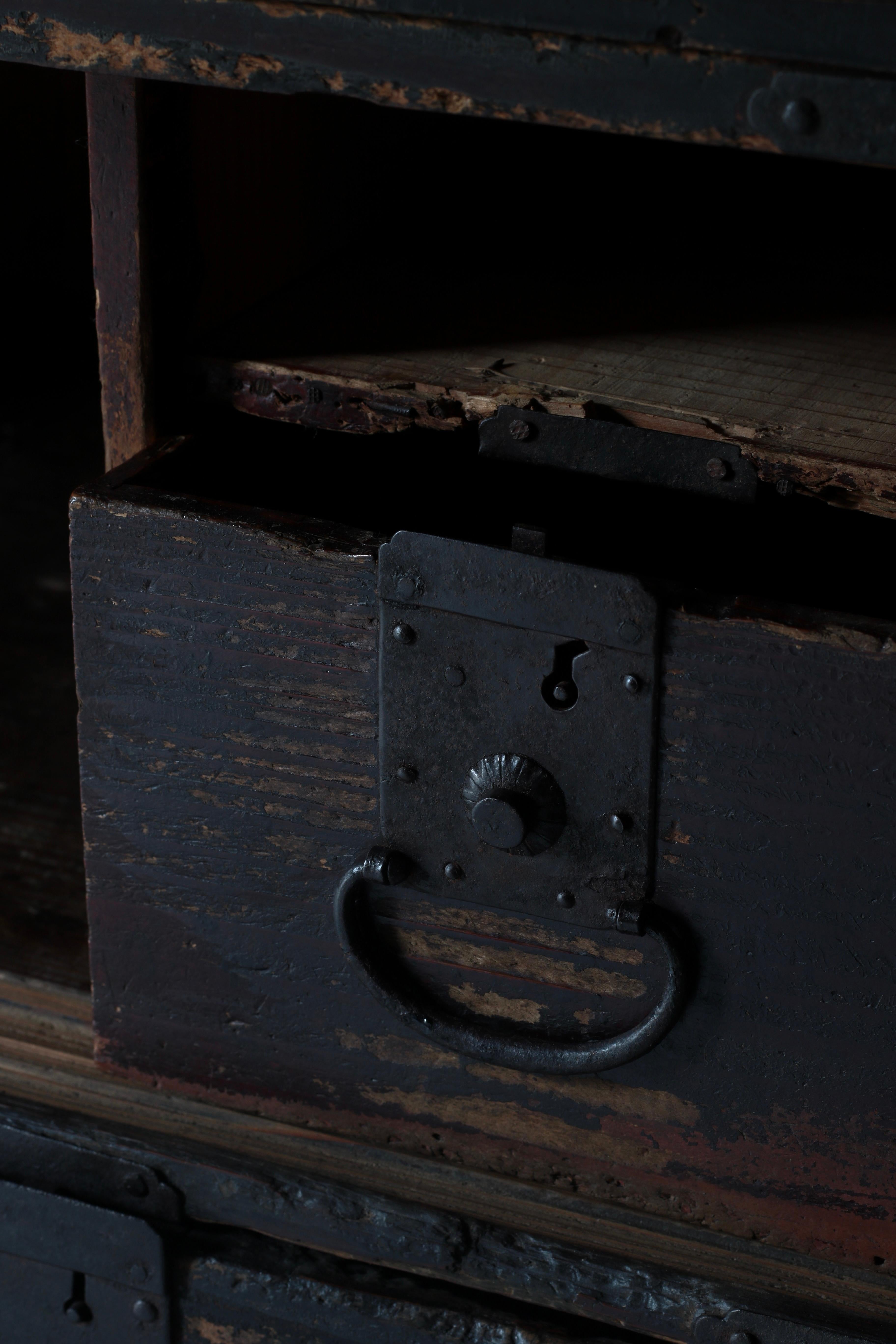 Japanese Antique Black Tansu / Storage Cabinet / 1868s-1912s WabiSabi For Sale 11