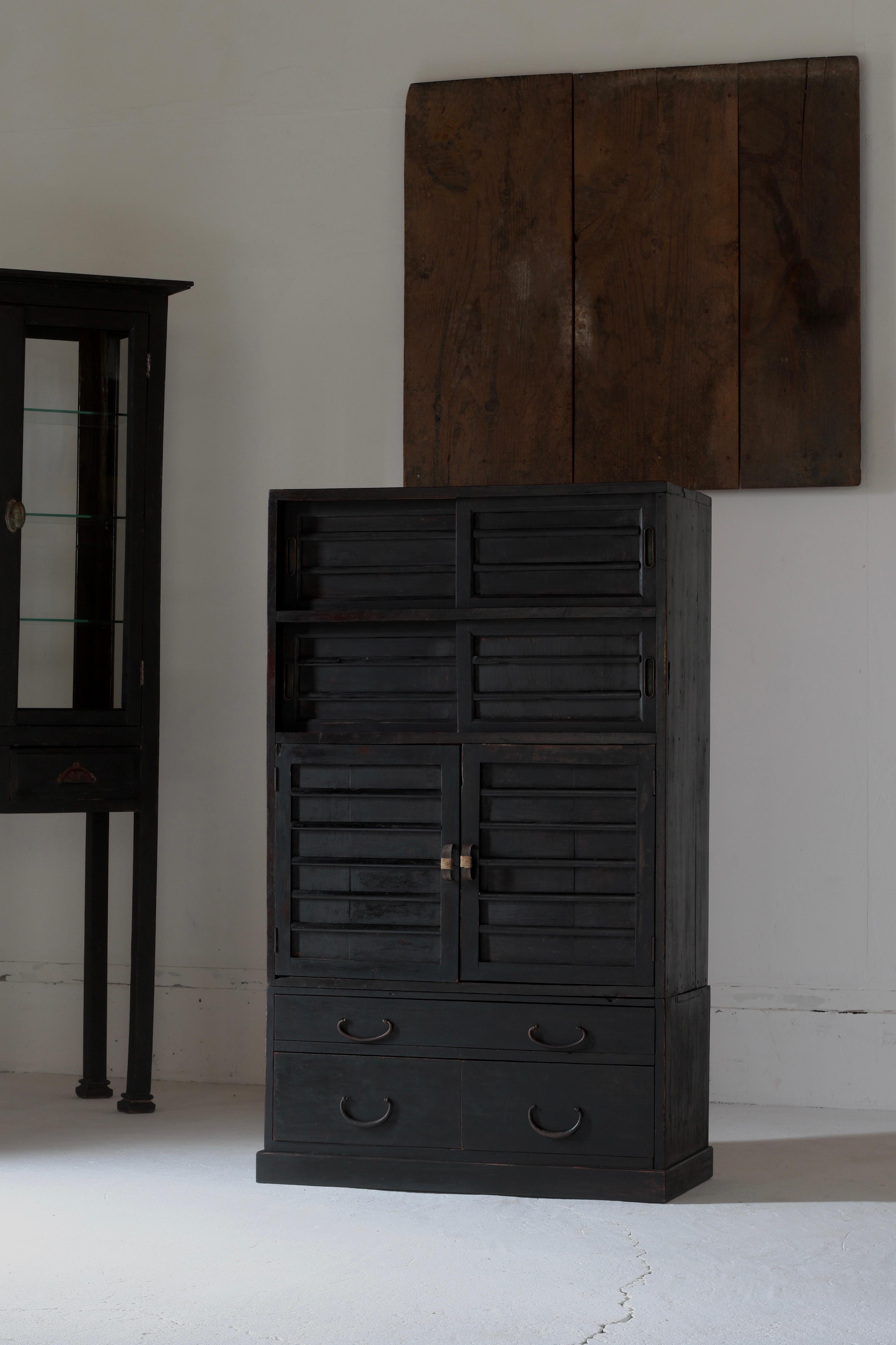 Japanese Antique Black Tansu / Storage Cabinet / Taisho Period WabiSabi 9