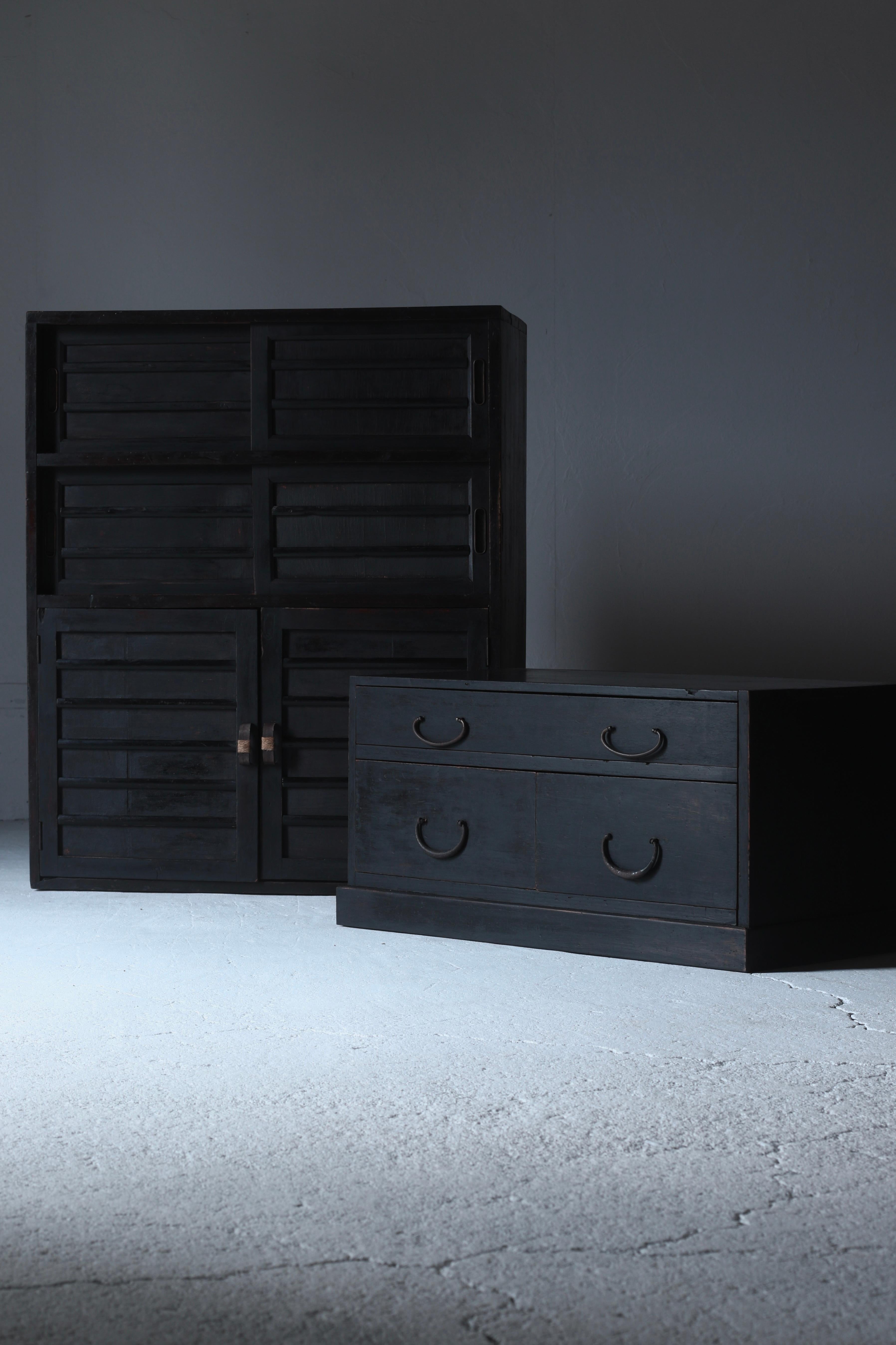 Japanese Antique Black Tansu / Storage Cabinet / Taisho Period WabiSabi 3