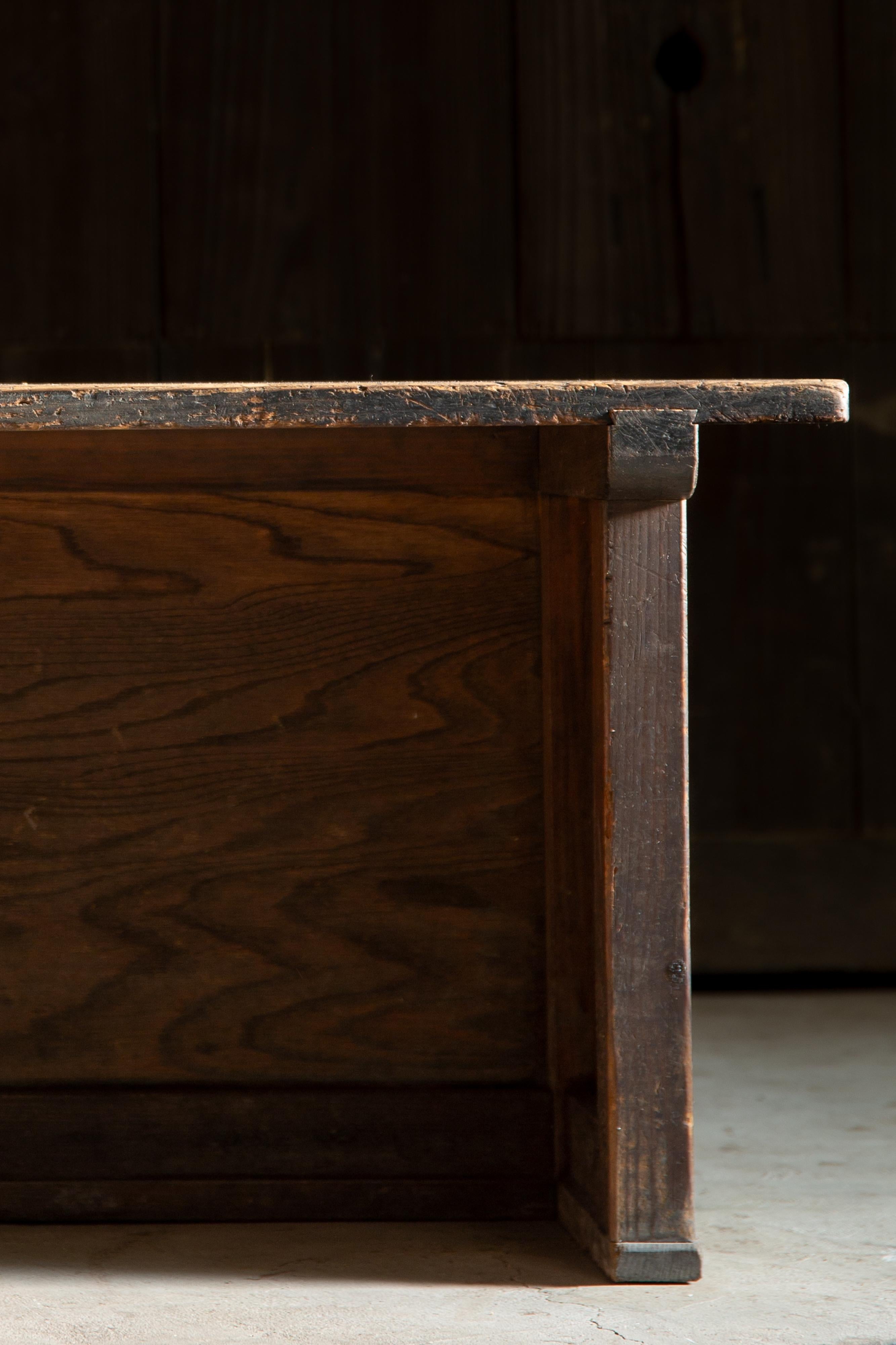 Japanese antique Black Urushi low display stand, wabi sabi side table or bench For Sale 9