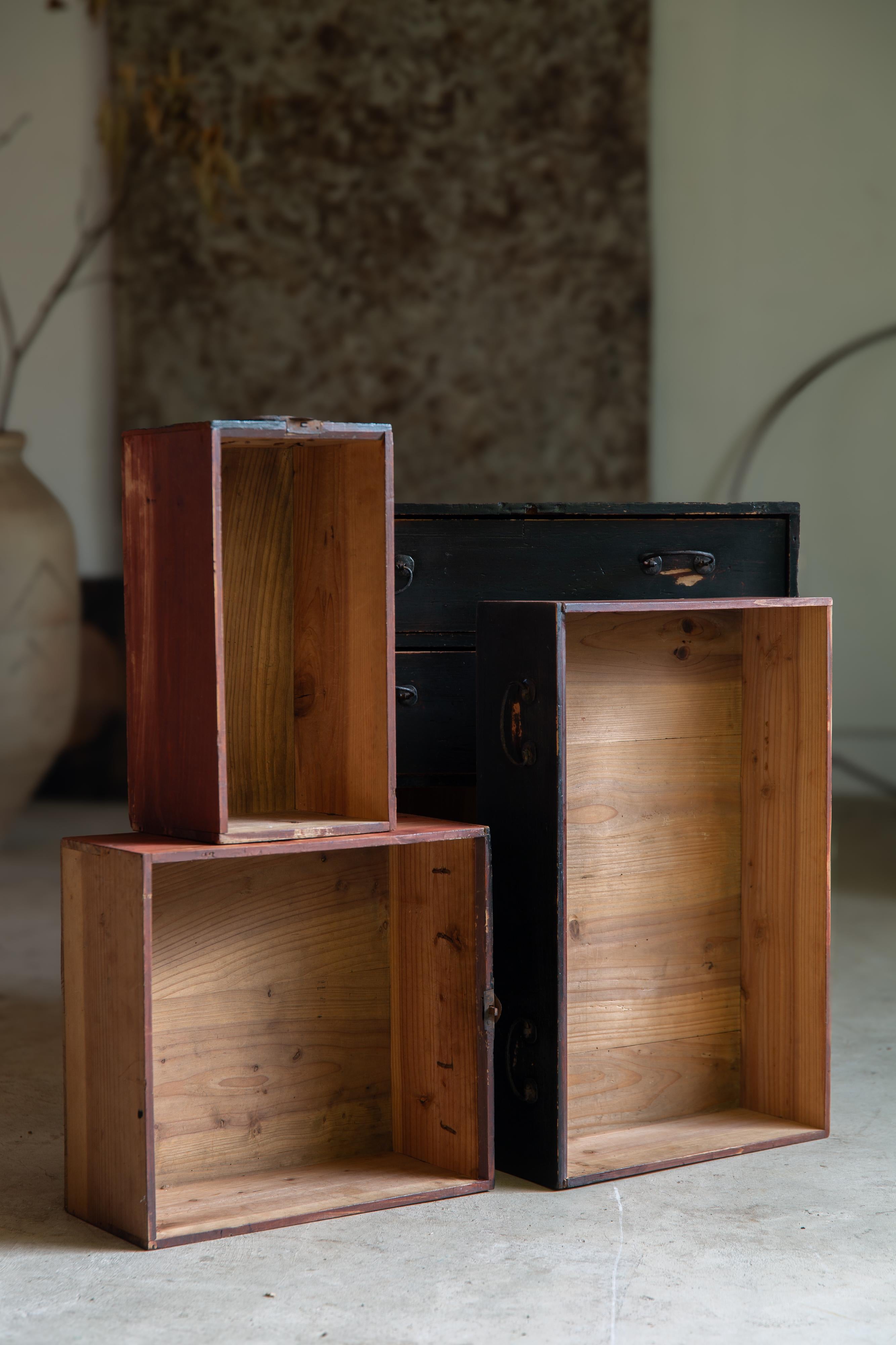 1860s-80s Japanese Edo antique wabi sabi Black Urushi mid Tansu chest of drawers 11
