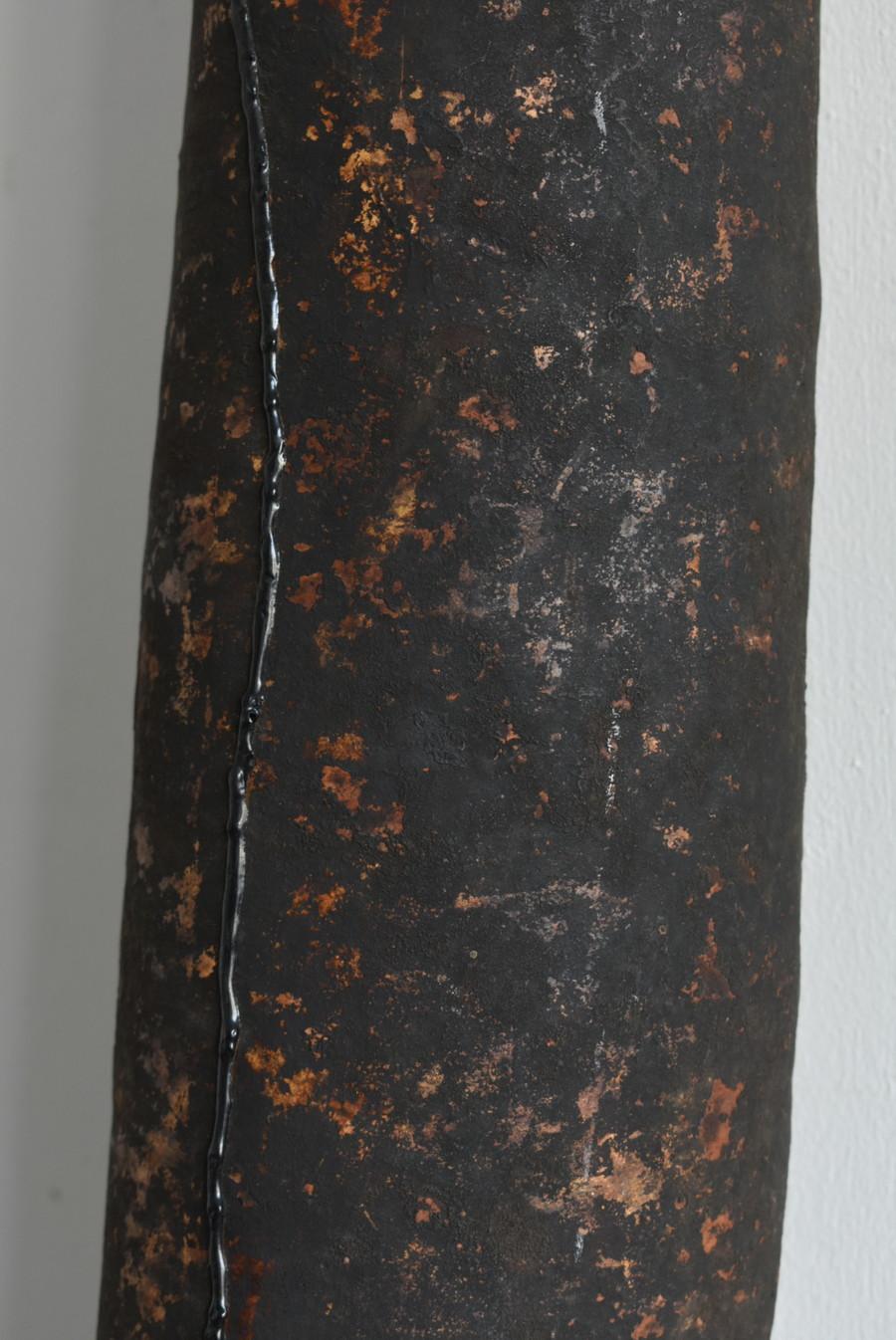 Japanese Antique Black Wall Hanging Vase/1868-1920/Wabisabi Gourd Ornament 1