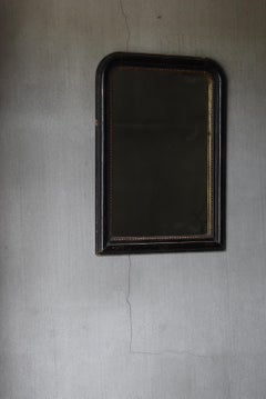 Japanese Antique Black Wall Mirror 1900s-1920s / Wabi Sabi