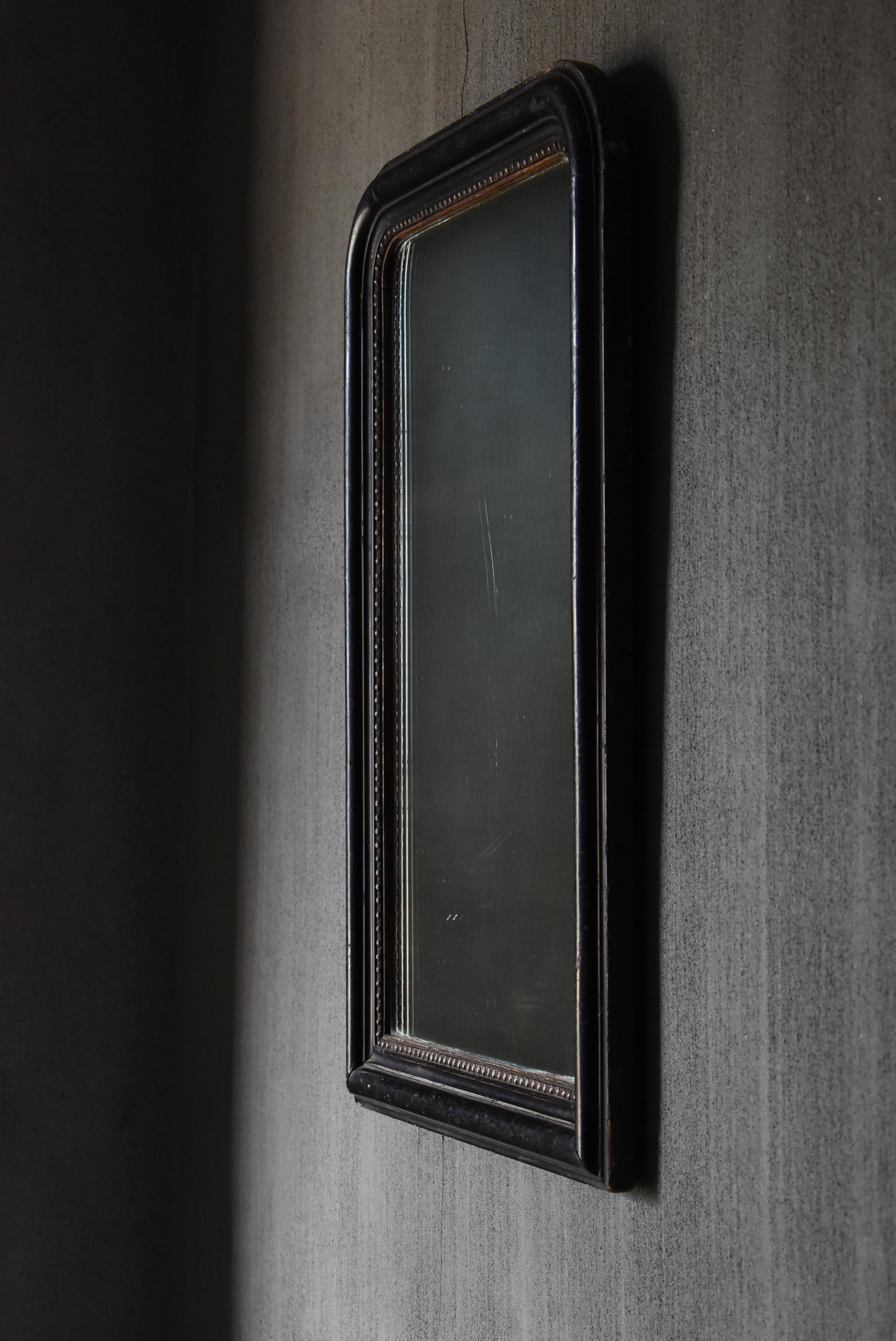 Taisho Antique Mirror giapponese nero 1900-1920 / Wabi Sabi