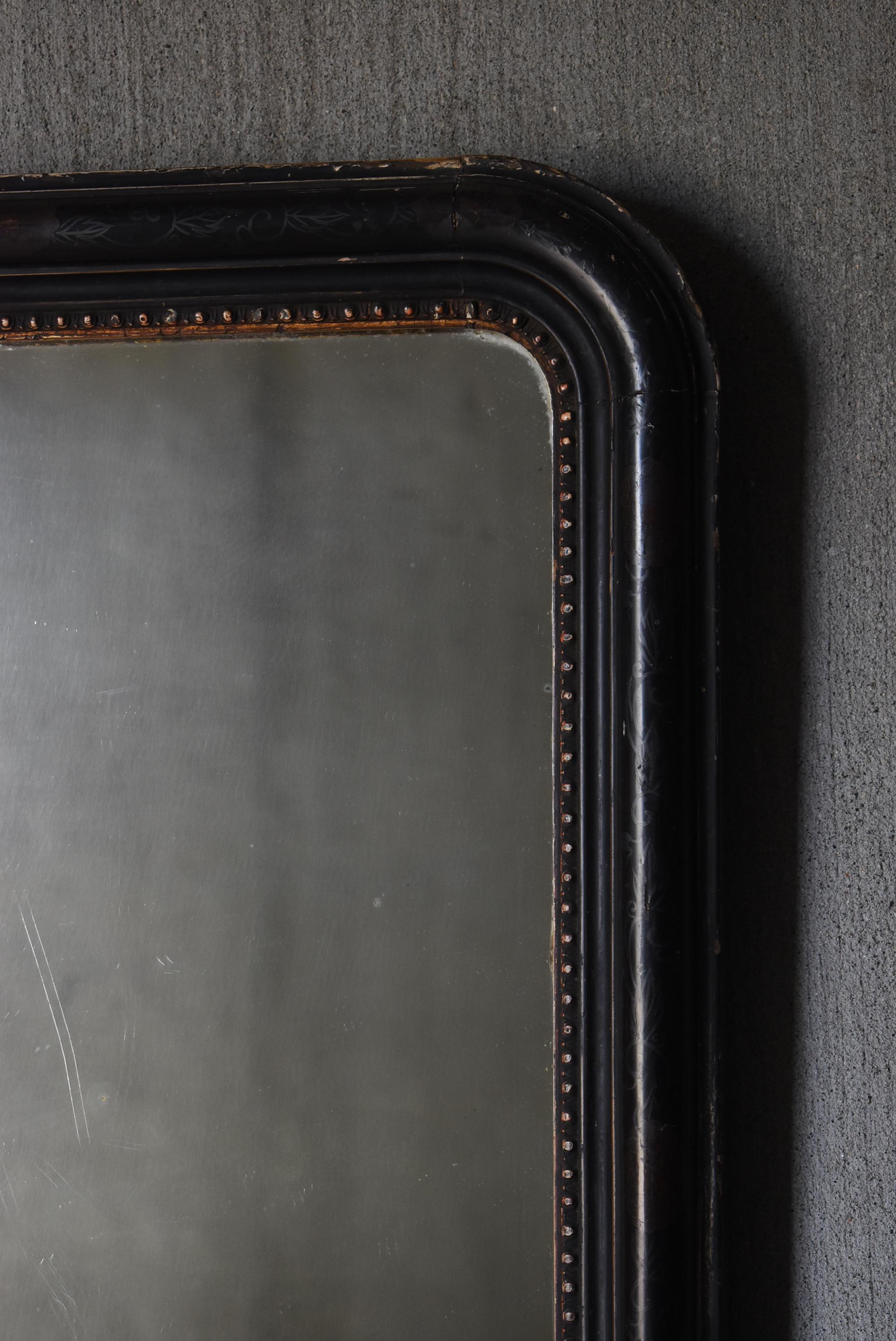 Giapponese Antique Mirror giapponese nero 1900-1920 / Wabi Sabi