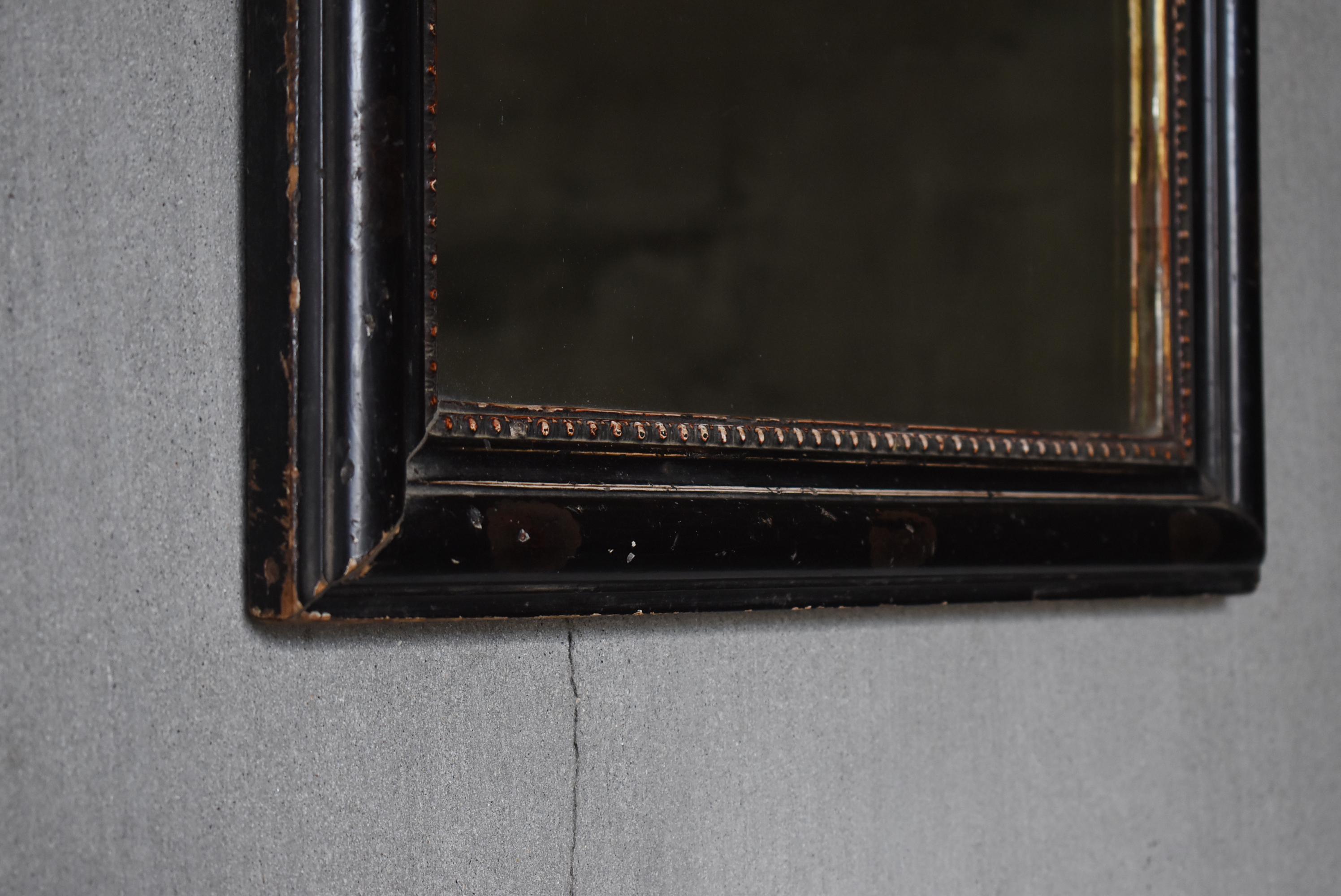 Falegnameria Antique Mirror giapponese nero 1900-1920 / Wabi Sabi