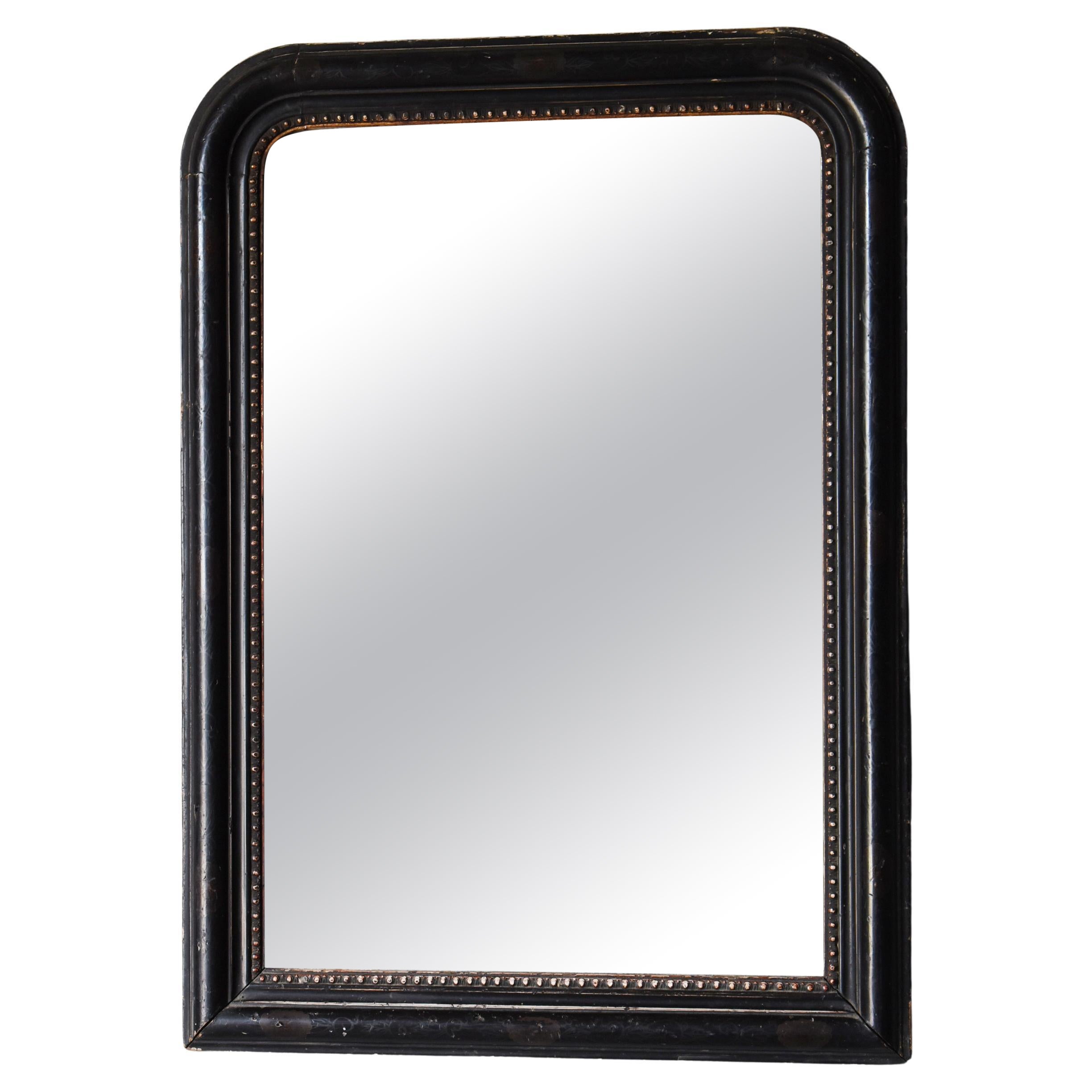 Antique Mirror giapponese nero 1900-1920 / Wabi Sabi