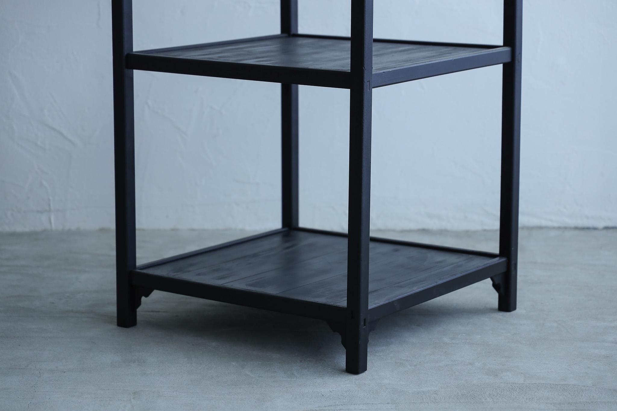 Taisho Japanese Antique black wood rack, Wabi-Sabi For Sale
