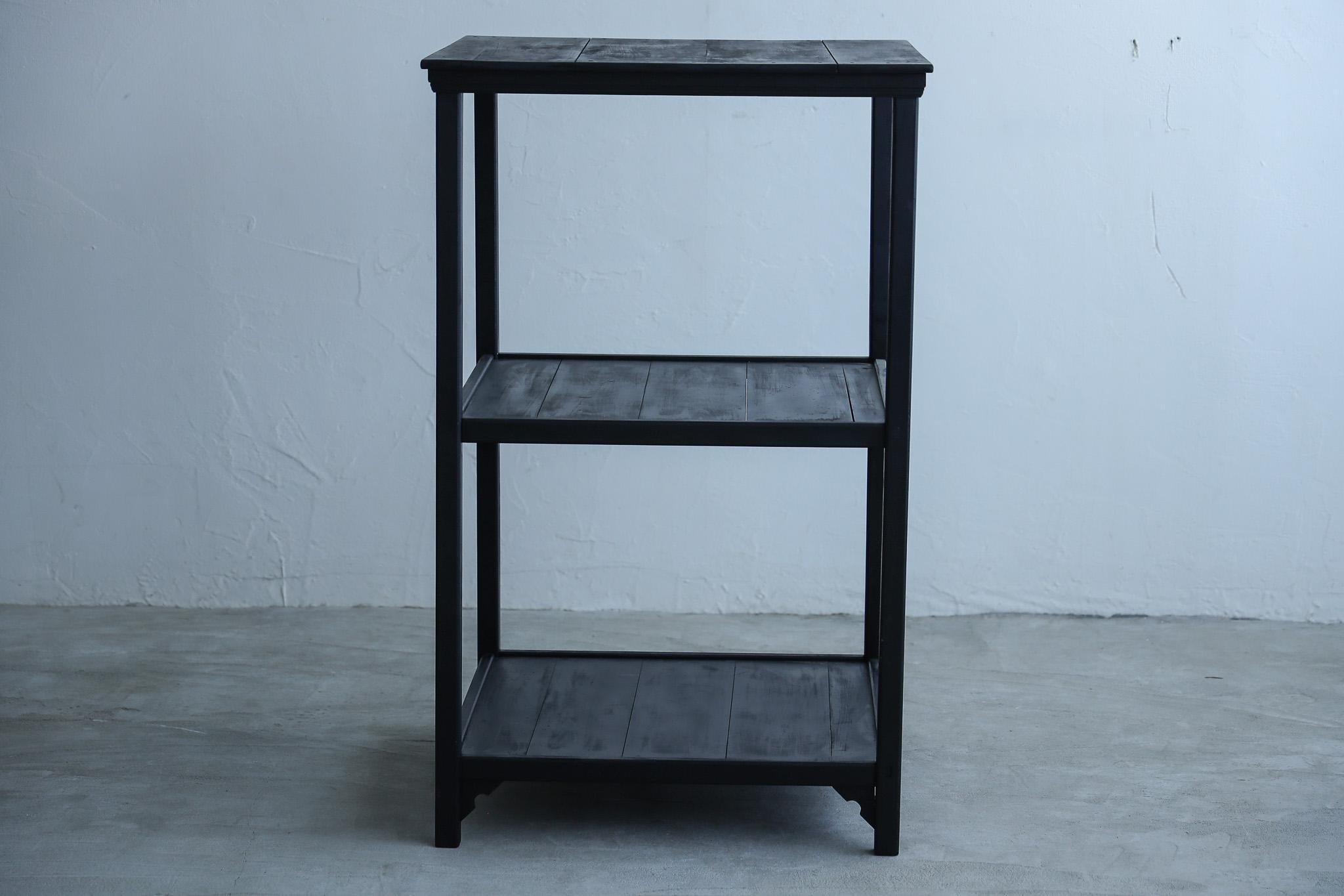 Japanese Antique black wood rack, Wabi-Sabi In Good Condition For Sale In Katori-Shi, 12