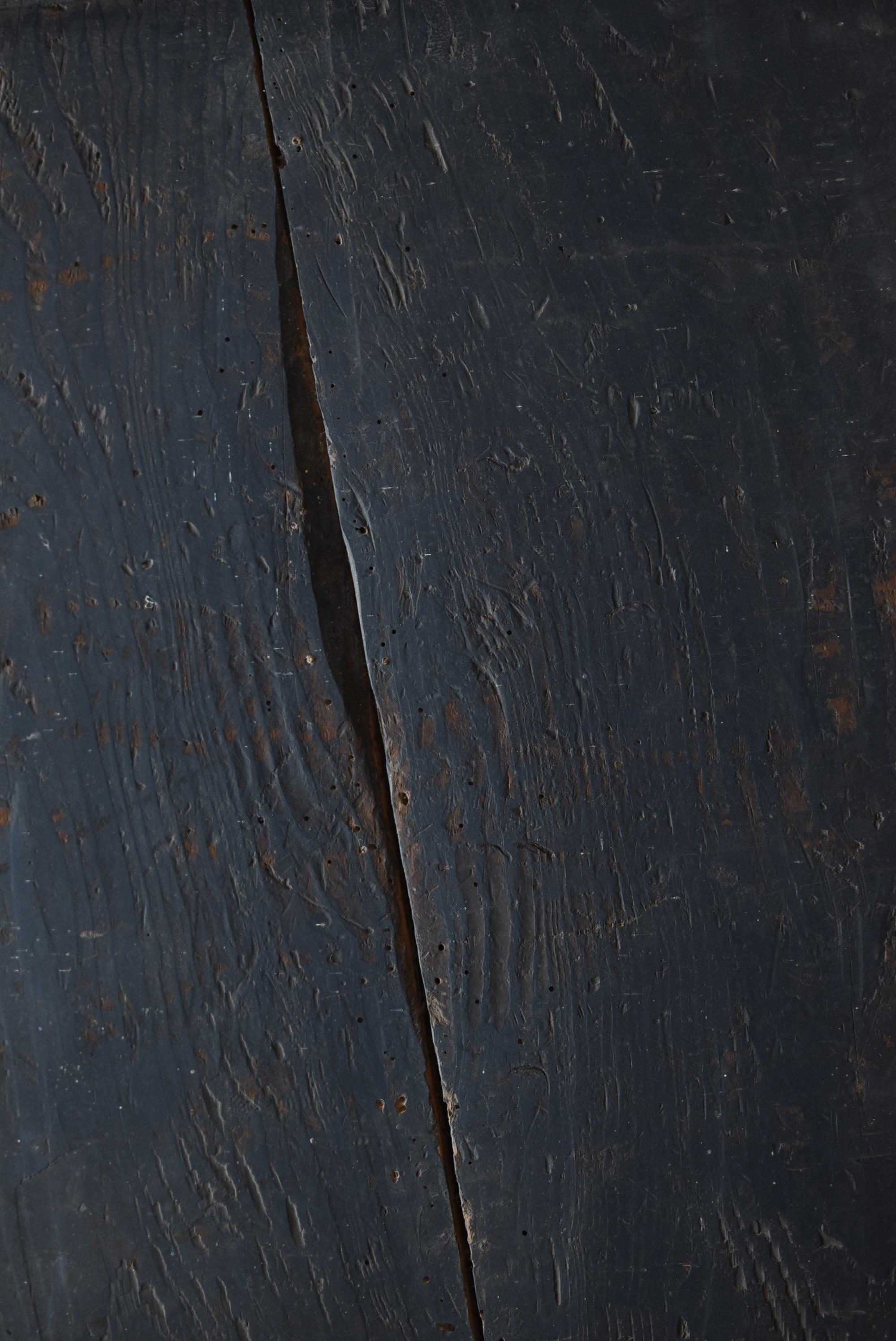 Japanese Antique Black Wooden Board 1800s-1900s/Abstract Art Wabisabi Art 4