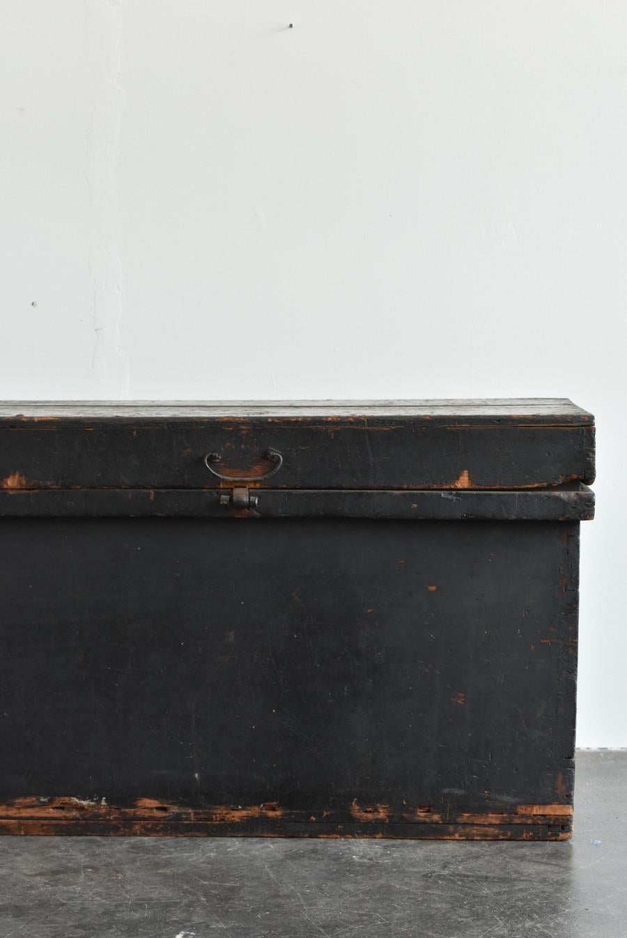 Woodwork Japanese Antique Black Wooden Box/1800-1900/Coffee Table/Mingei Storage Box