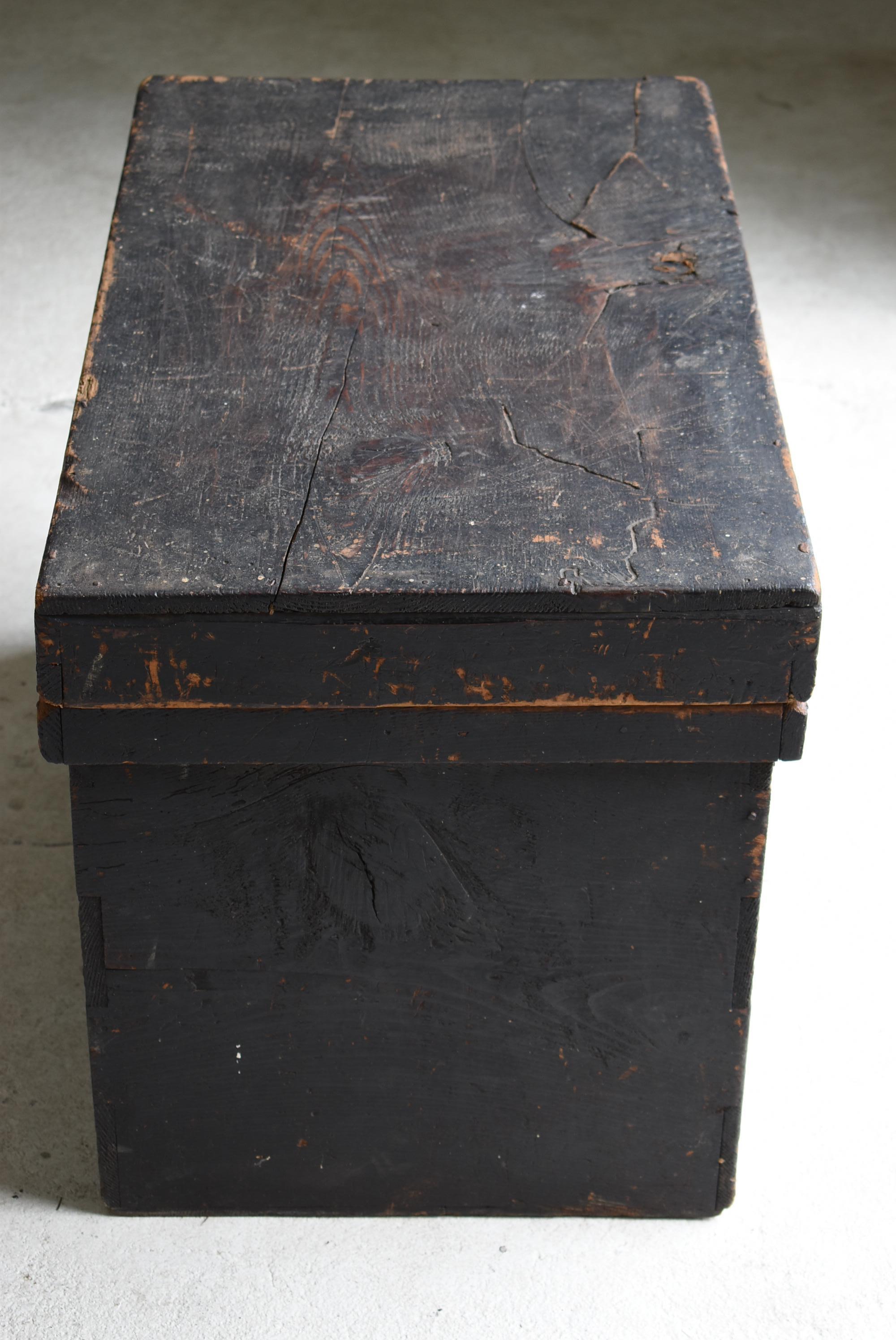 Japanese Antique Black Wooden Box 1860s-1900s/Sofa Table Tansu Storage Wabi-Sabi 8