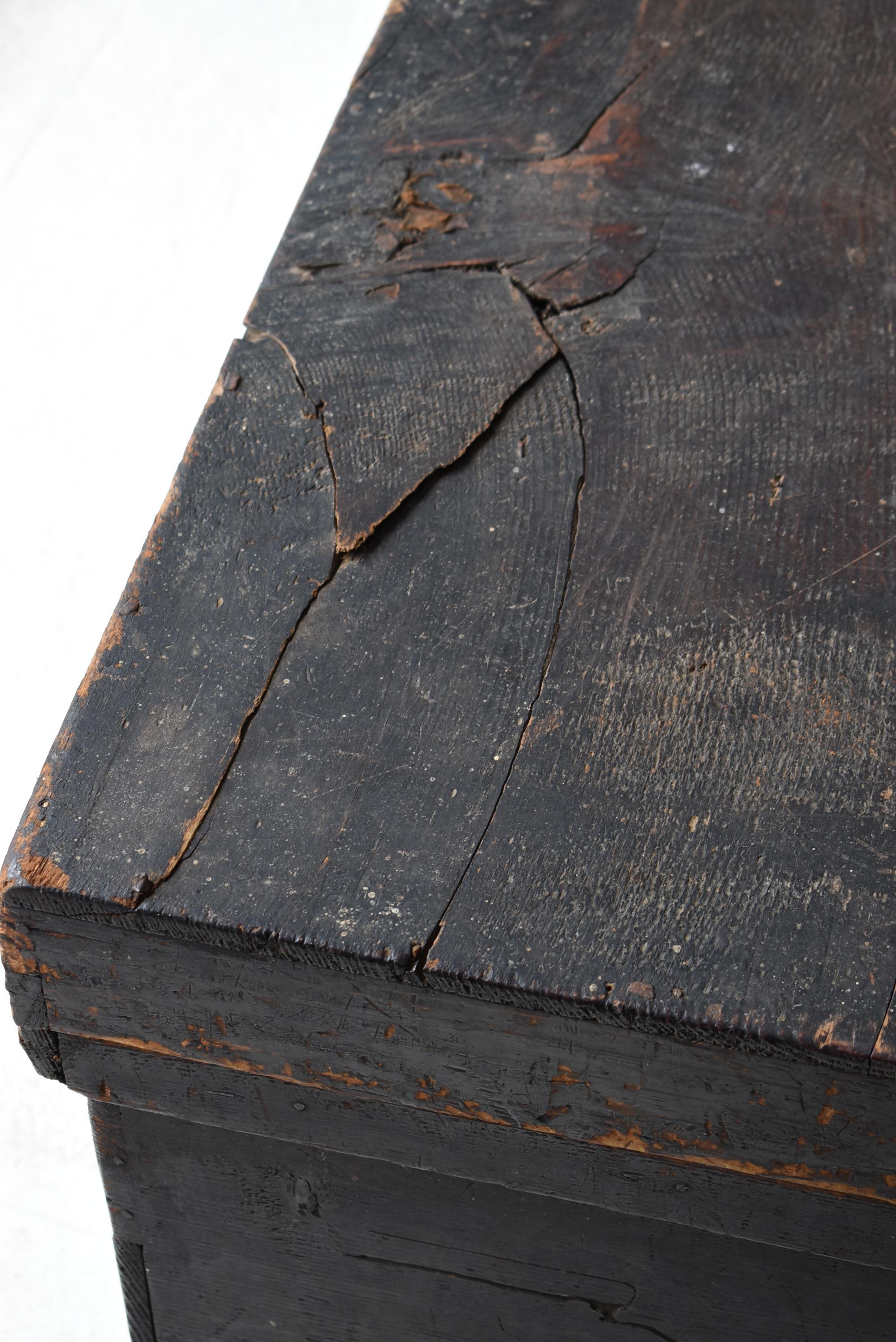 Japanese Antique Black Wooden Box 1860s-1900s/Sofa Table Tansu Storage Wabi-Sabi 9