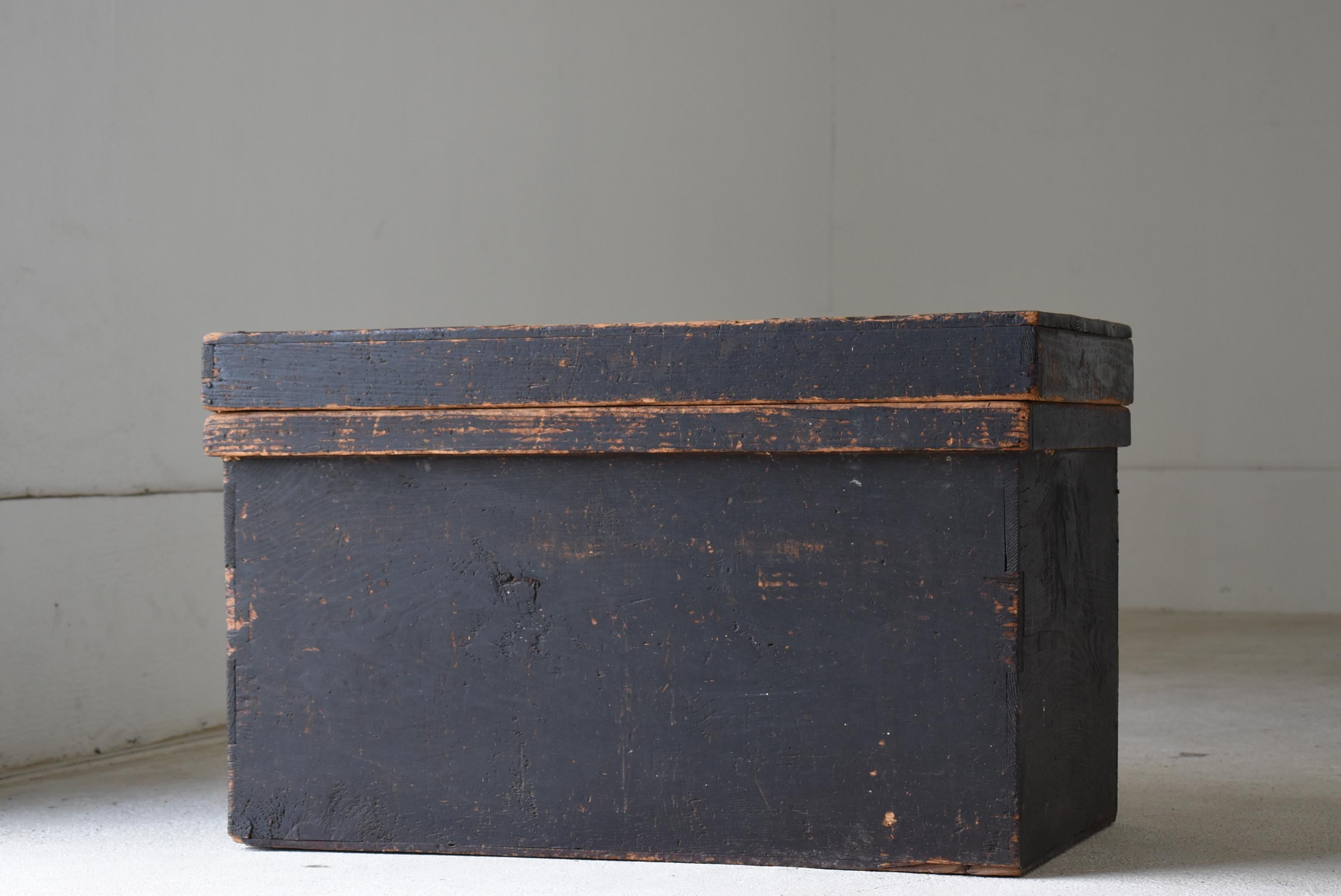 Japanese Antique Black Wooden Box 1860s-1900s/Sofa Table Tansu Storage Wabi-Sabi 3