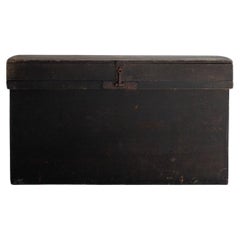 Japanese Antique Black Wooden Box 1860s-1900s / Sofa Table Tansu Wabi Sabi