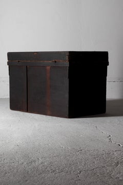 Japanese Antique Black Wooden Box / Storage Sofa Table / 1868-1912s Wabi-sabi