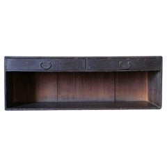 Japanese Used Black Wooden Drawer / Small Low Desk / 1868-1920 / Chest