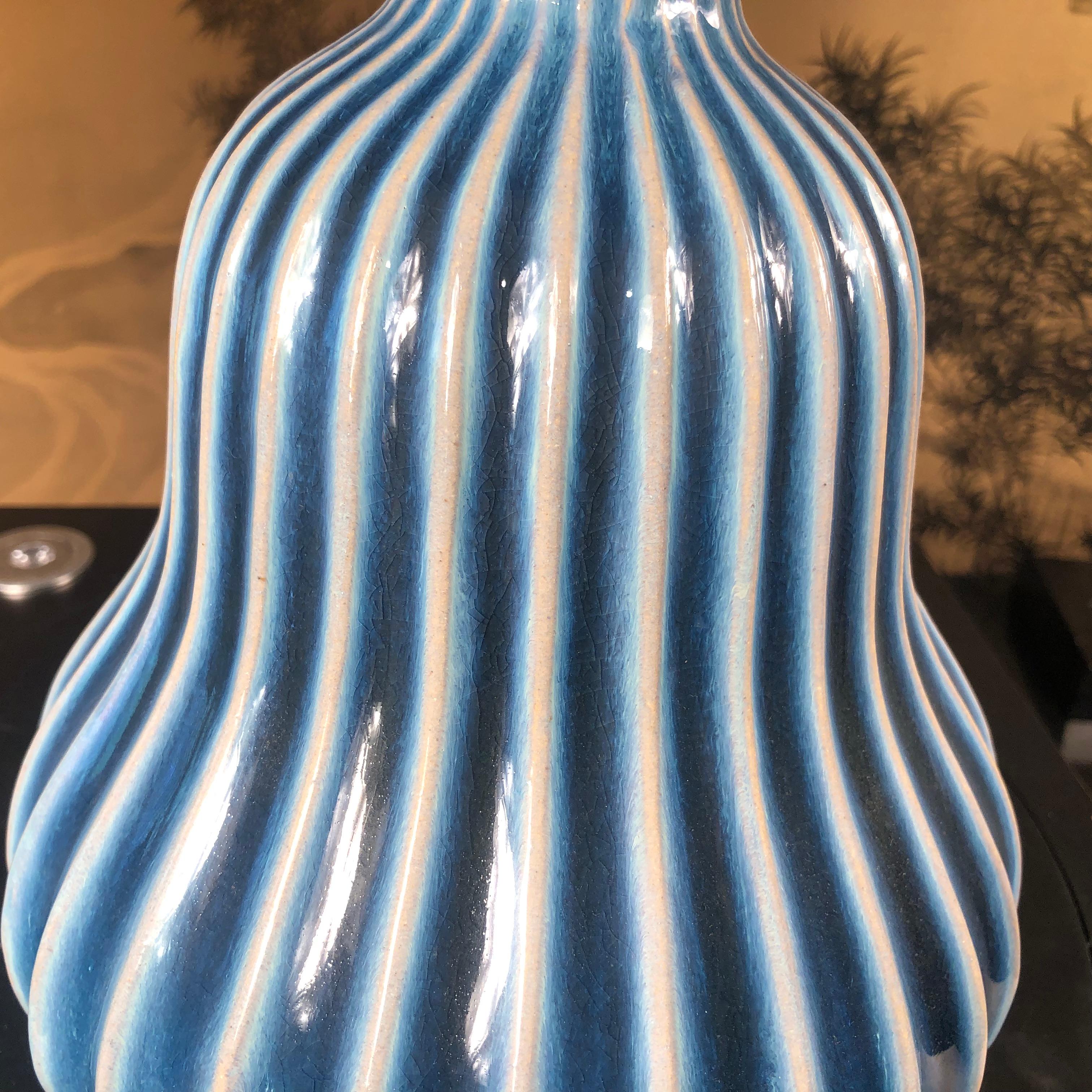 Japanese Large Antique Blue and White Gourd Vase  3