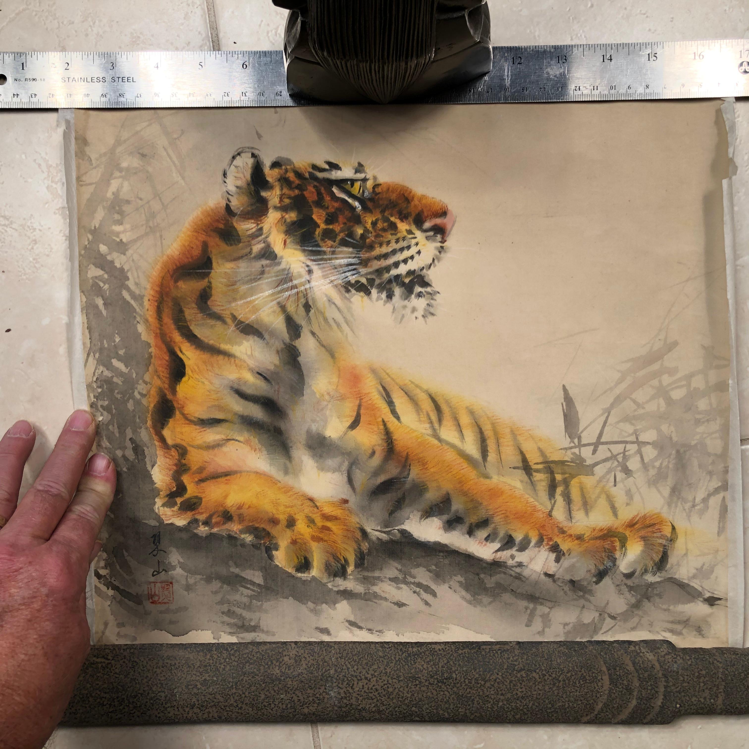 tiger silk painting