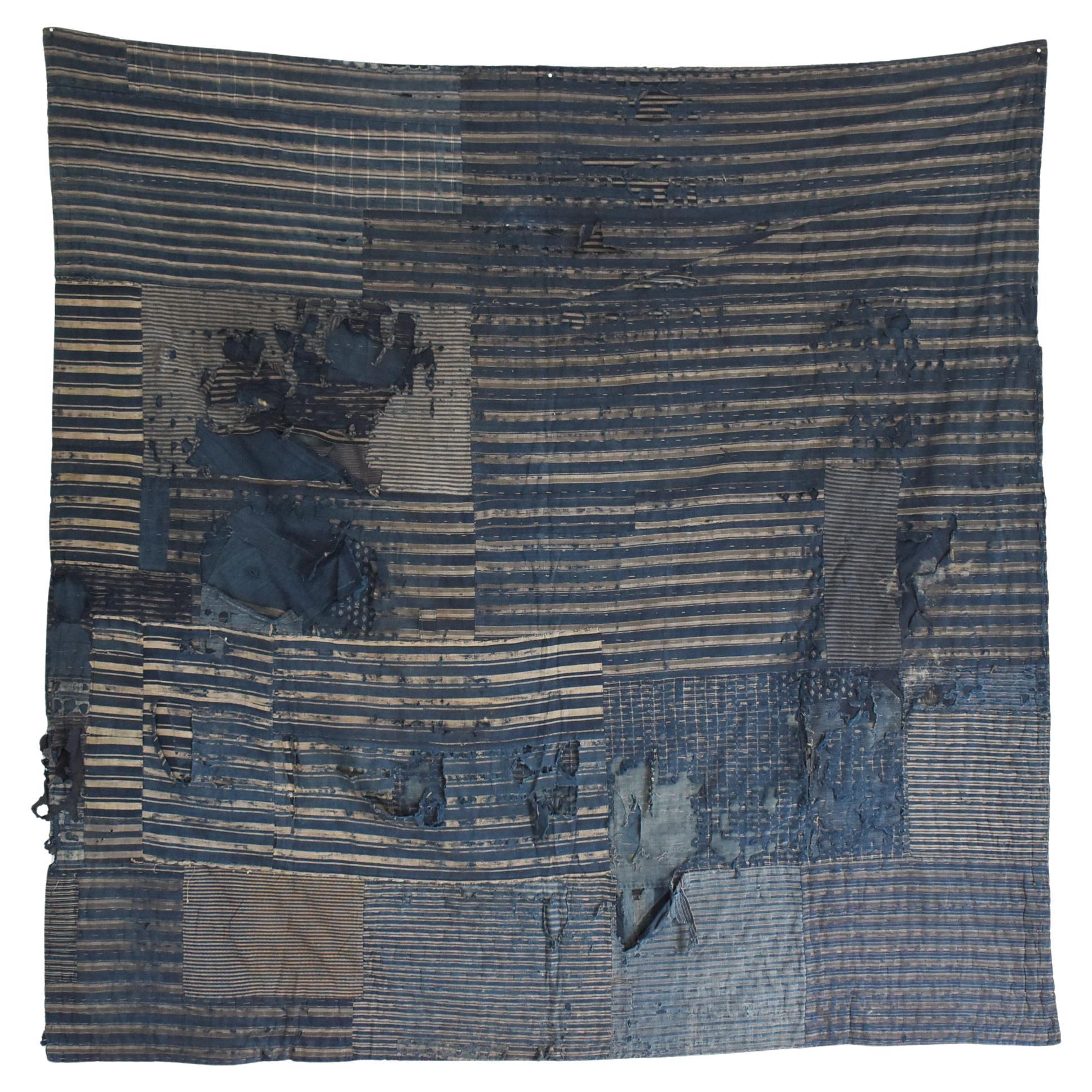 Ancien Japonais "BORO" 1800s-1860s / Tapisserie de Chiffon Patchwork Textile Wabisabi