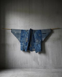Japanese Antique Boro Indigo Haori 1860s-1920s / Wall Art Wabi Sabi