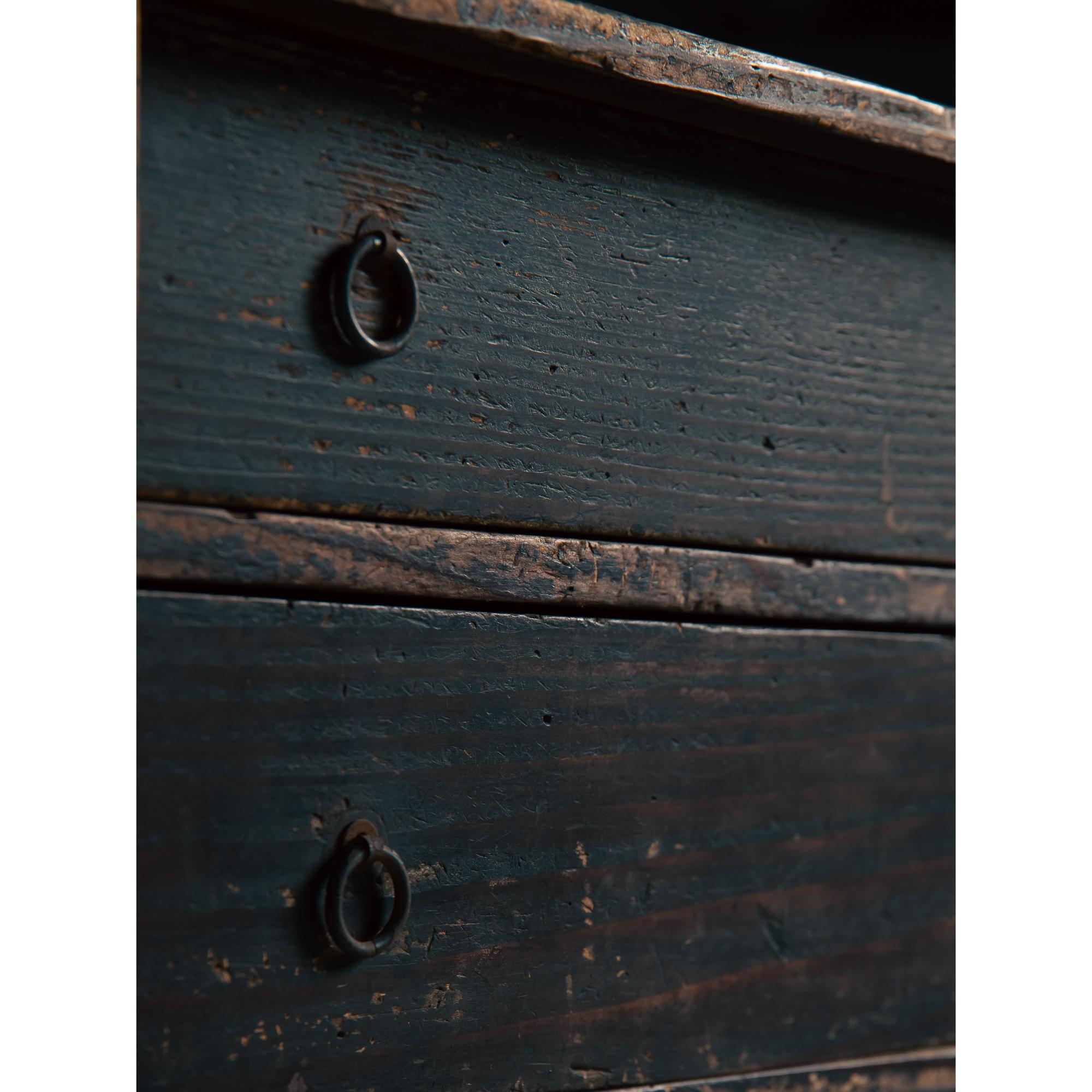 1850s-60s Japanese antique box chest of drawers, Edo era. wabi sabi urushi tansu in vendita 4