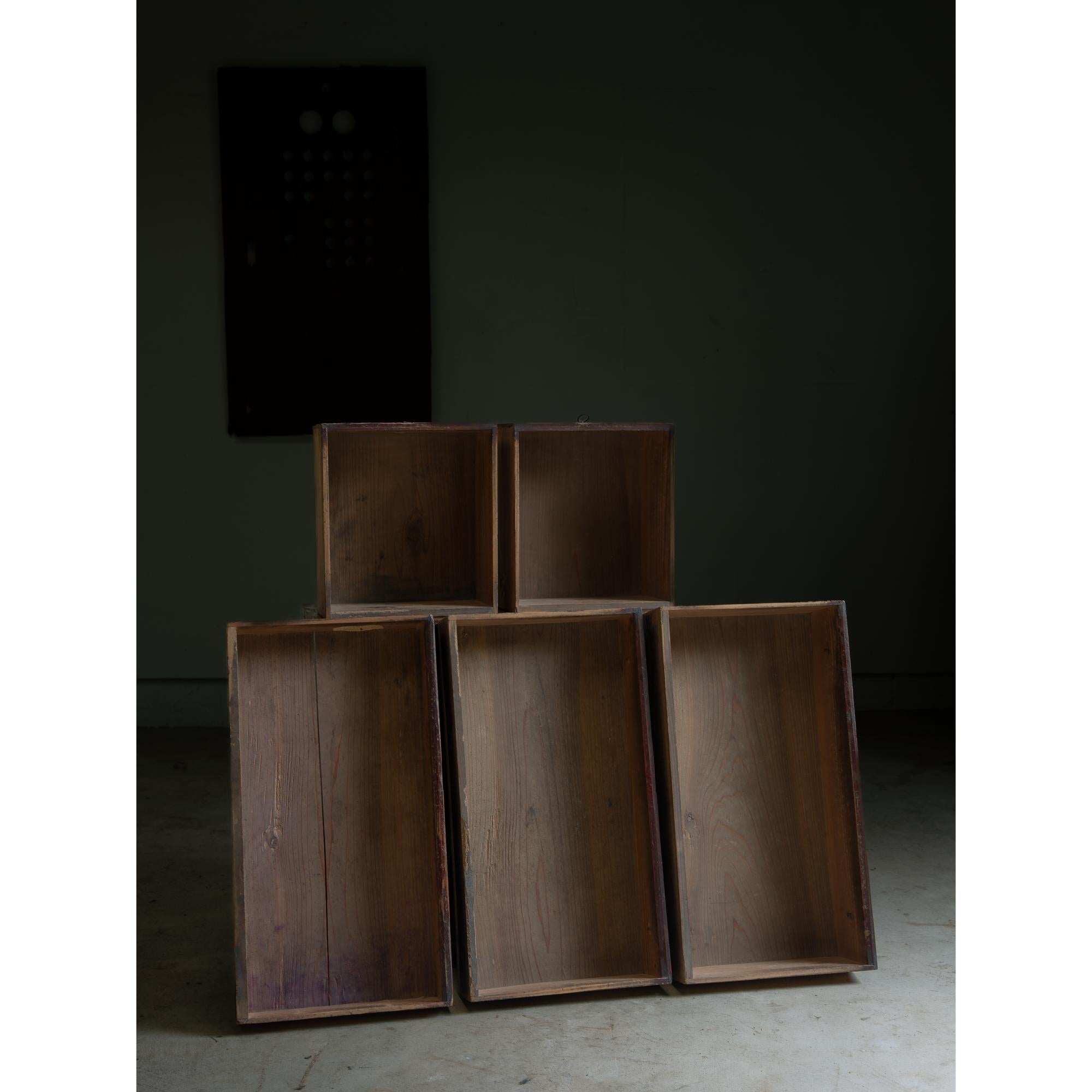 1850s-60s Japanese antique box chest of drawers, Edo era. wabi sabi urushi tansu in vendita 10