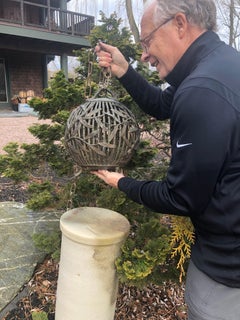Japanese Antique Bronze "Bamboo Sphere" Garden Lantern