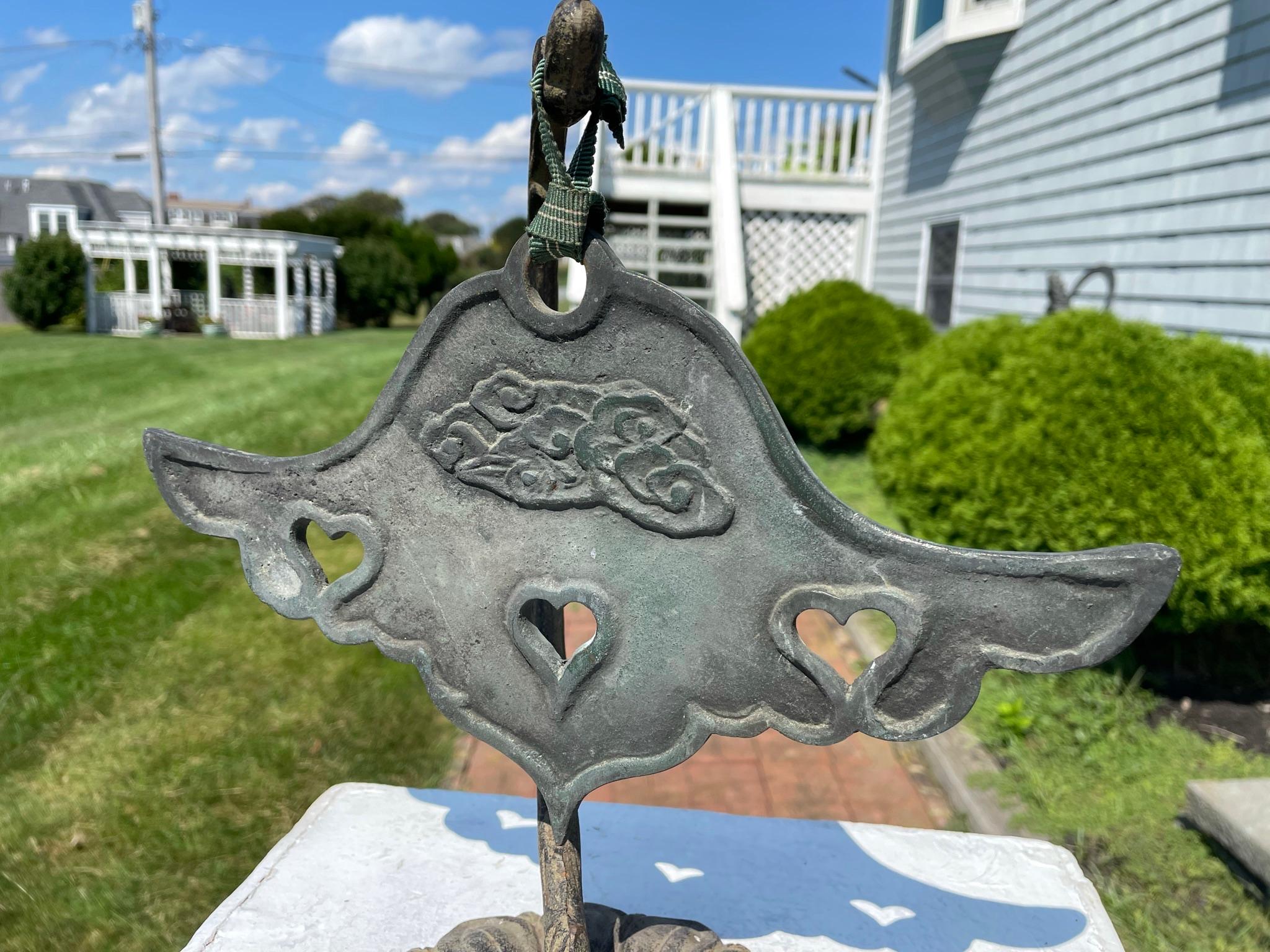 Japanese Old Vintage 1920s Bronze Buddhist Cloud Bell Chime Unban In Good Condition In South Burlington, VT