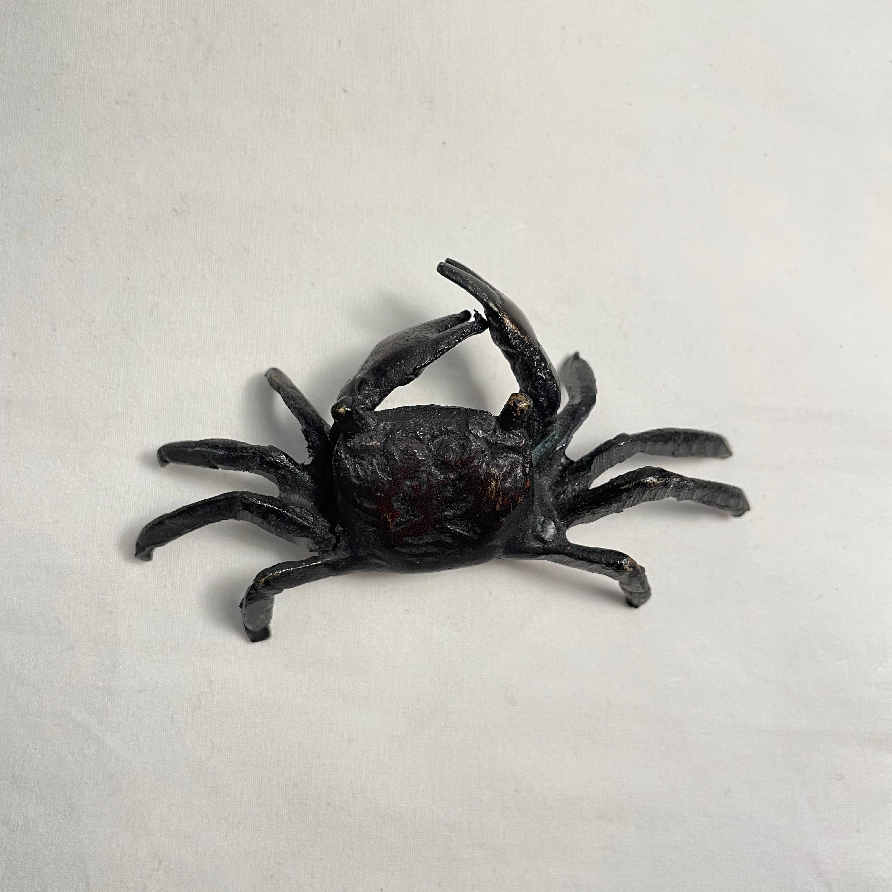 Japanese Antique Bronze Crabe 1930-40s Showa era In Fair Condition For Sale In Paris, FR
