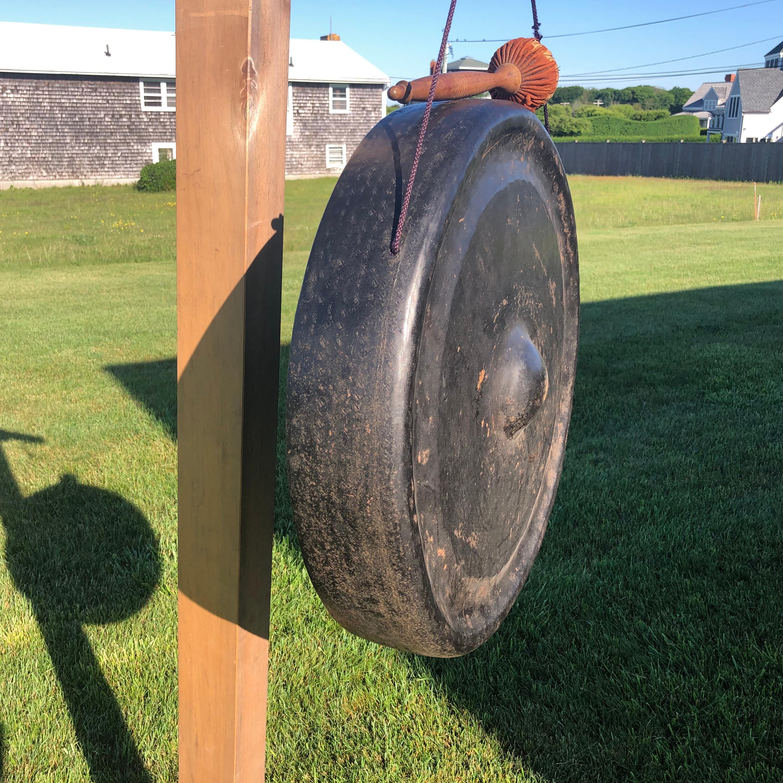 Japanese Antique Huge Bronze Gong In Good Condition In South Burlington, VT