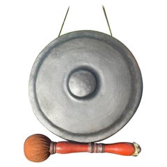 Set di gong giapponesi in bronzo antico e bellissimo cordoncino di seta