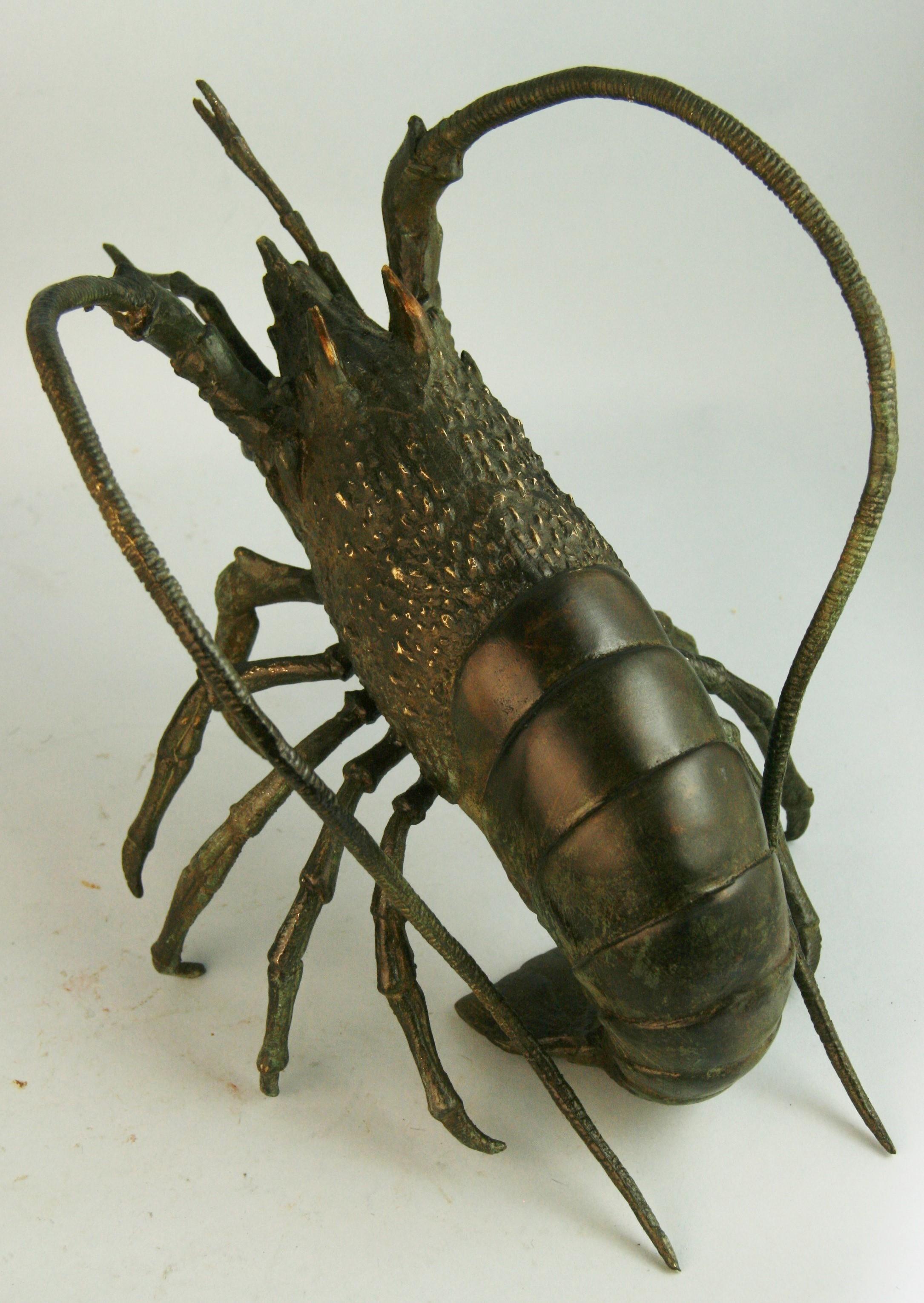 Jumbo Lobster japonais ancien en bronze en vente 7
