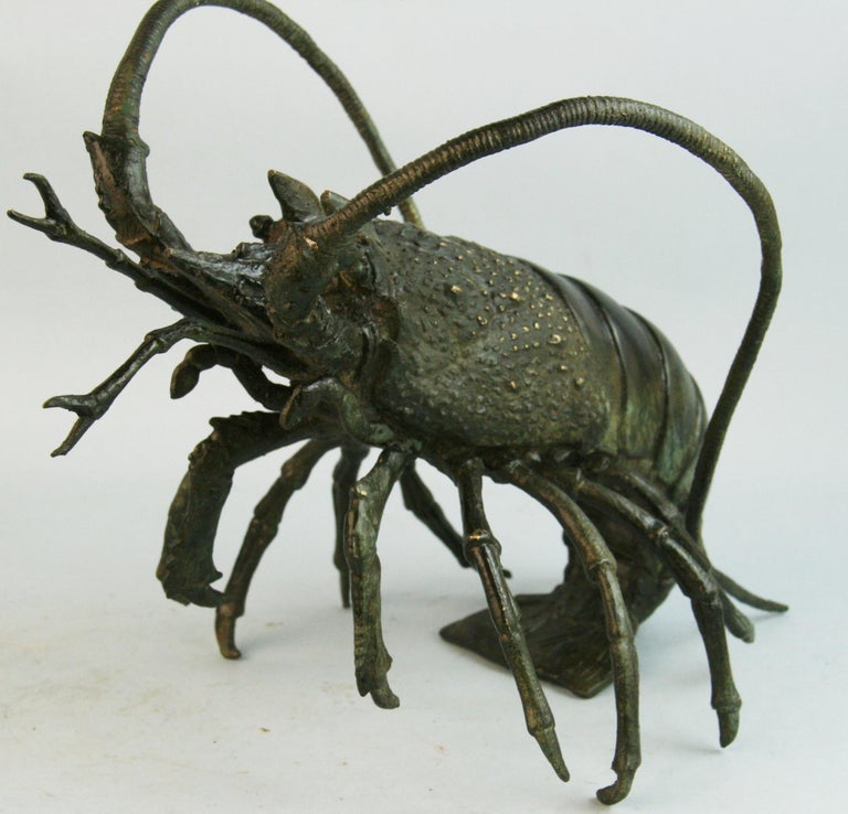 Japanese Antique Bronze Jumbo Lobster For Sale 1
