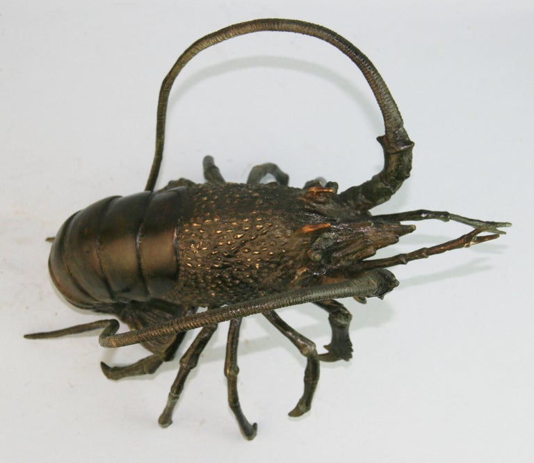 Japanese Antique Bronze Jumbo Lobster For Sale 3