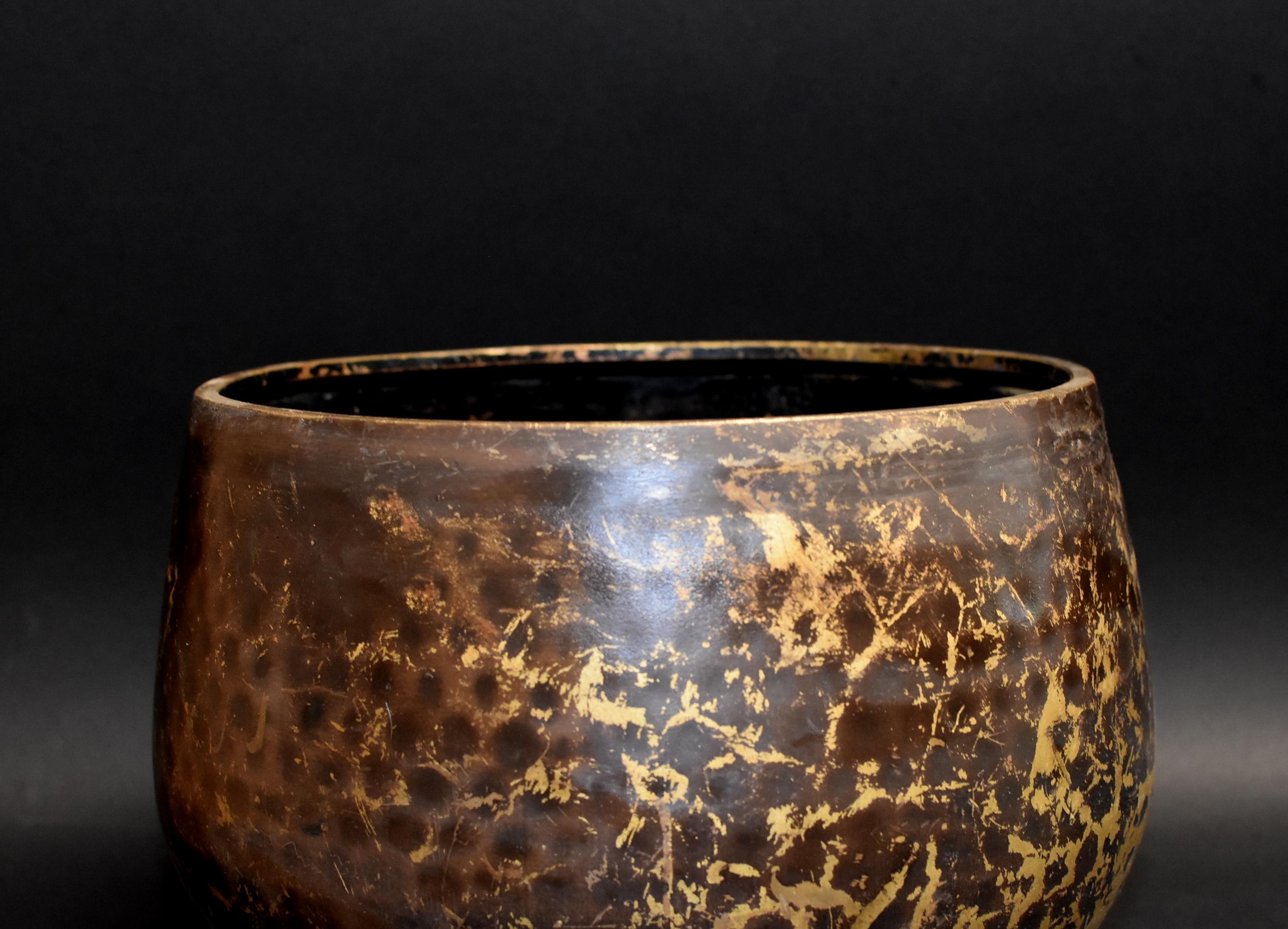 Japanese Antique Bronze Singing Bowl Hand-Hammered Large 5
