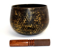 Japanese Antique Bronze Singing Bowl Hand-Hammered Large