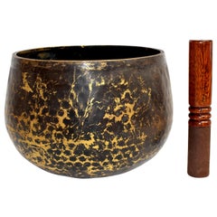 Japanese Antique Bronze Singing Bowl Hand-Hammered Large