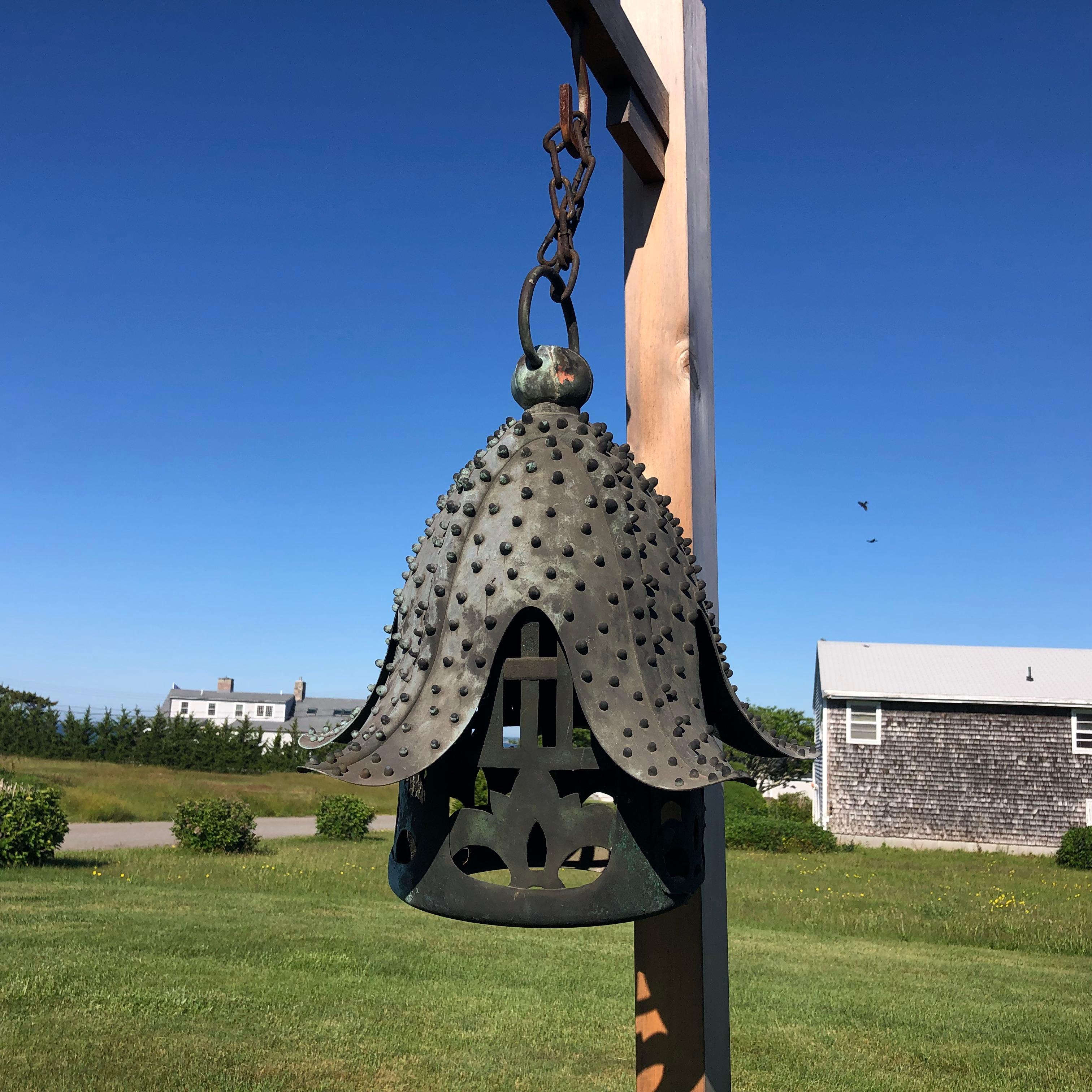 Lanterne de poisson étoilé japonaise ancienne et unique en bronze  en vente 5