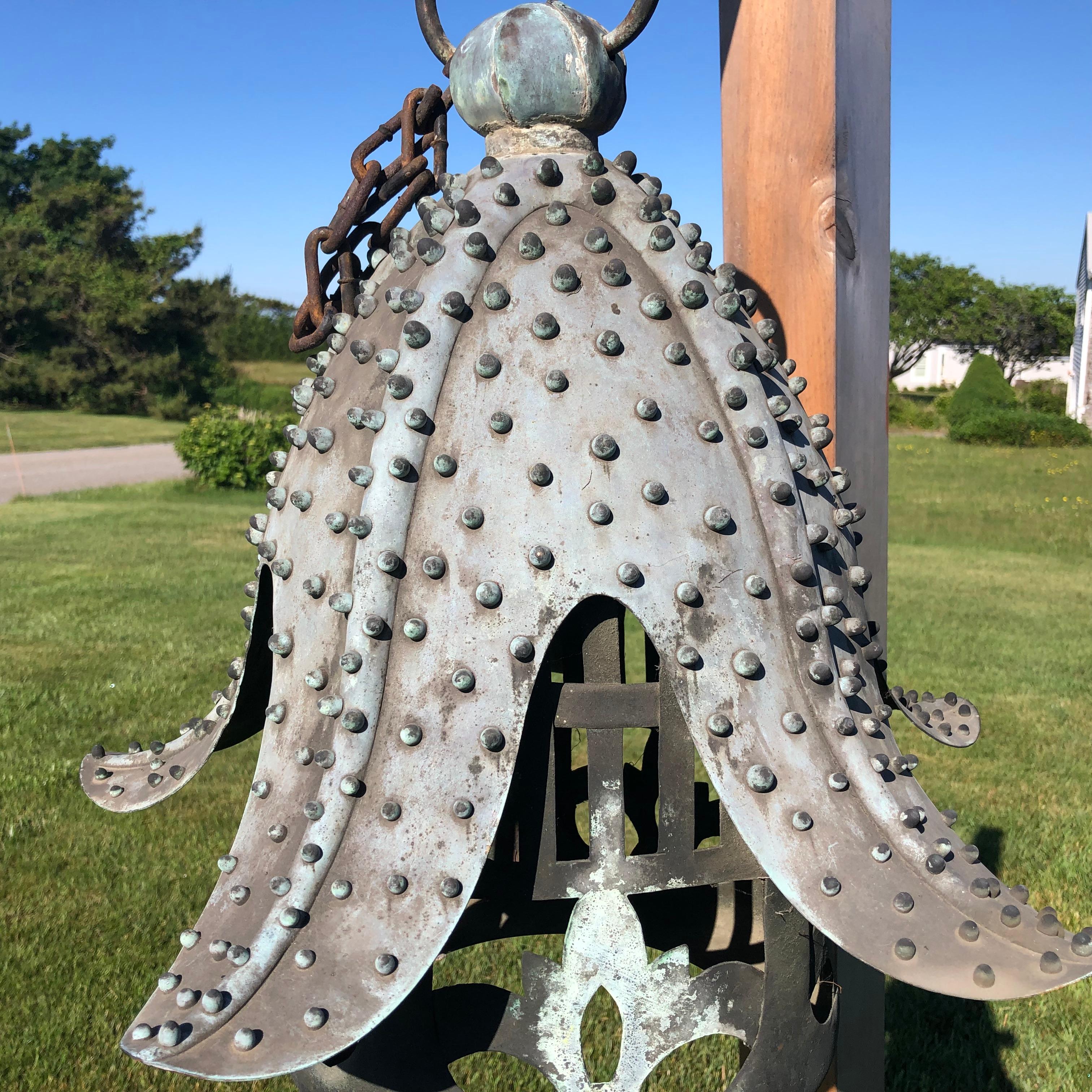 Taisho Japanese Antique Unique Bronze Star Fish Lantern  For Sale