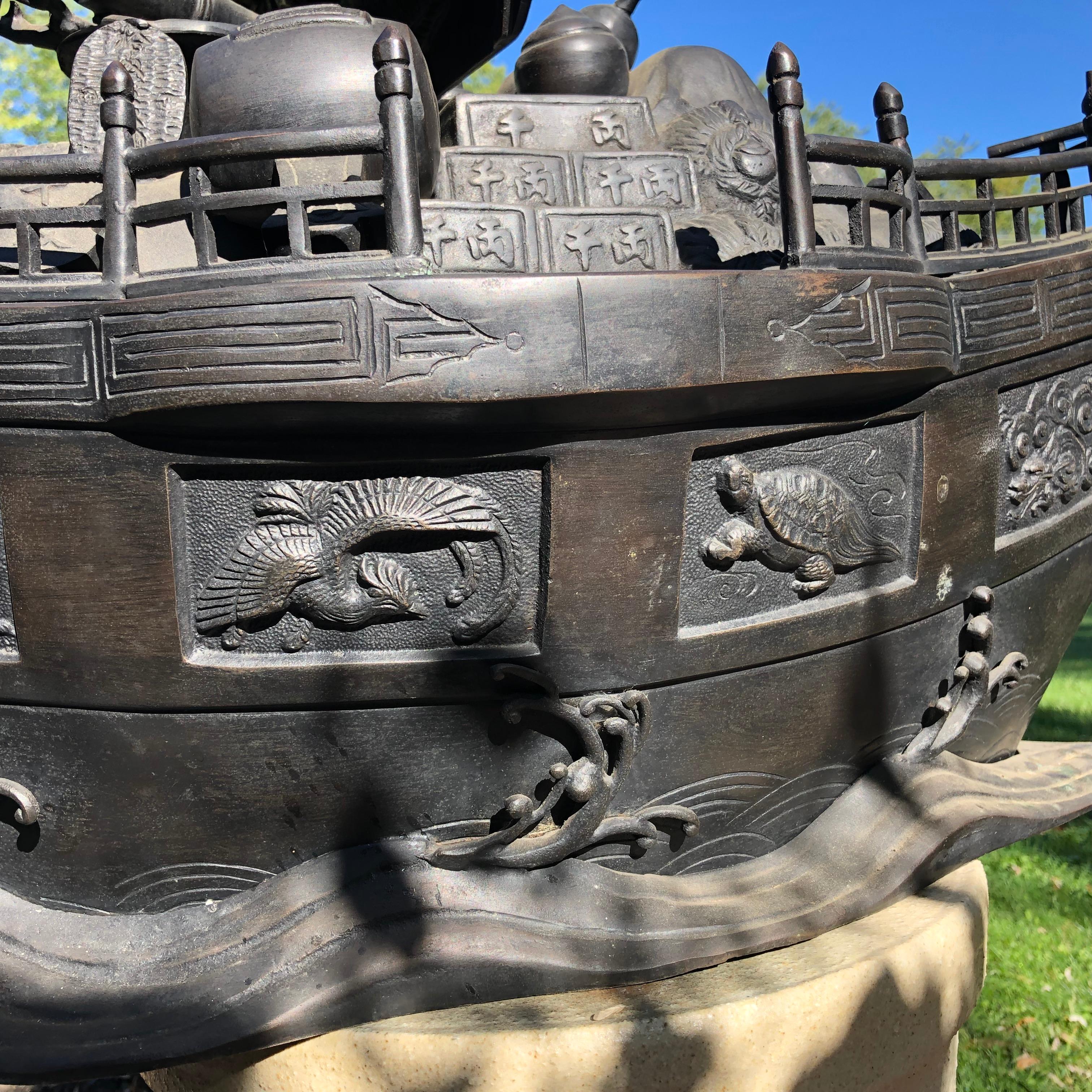 Japanese Antique Bronze Treasure Boat 