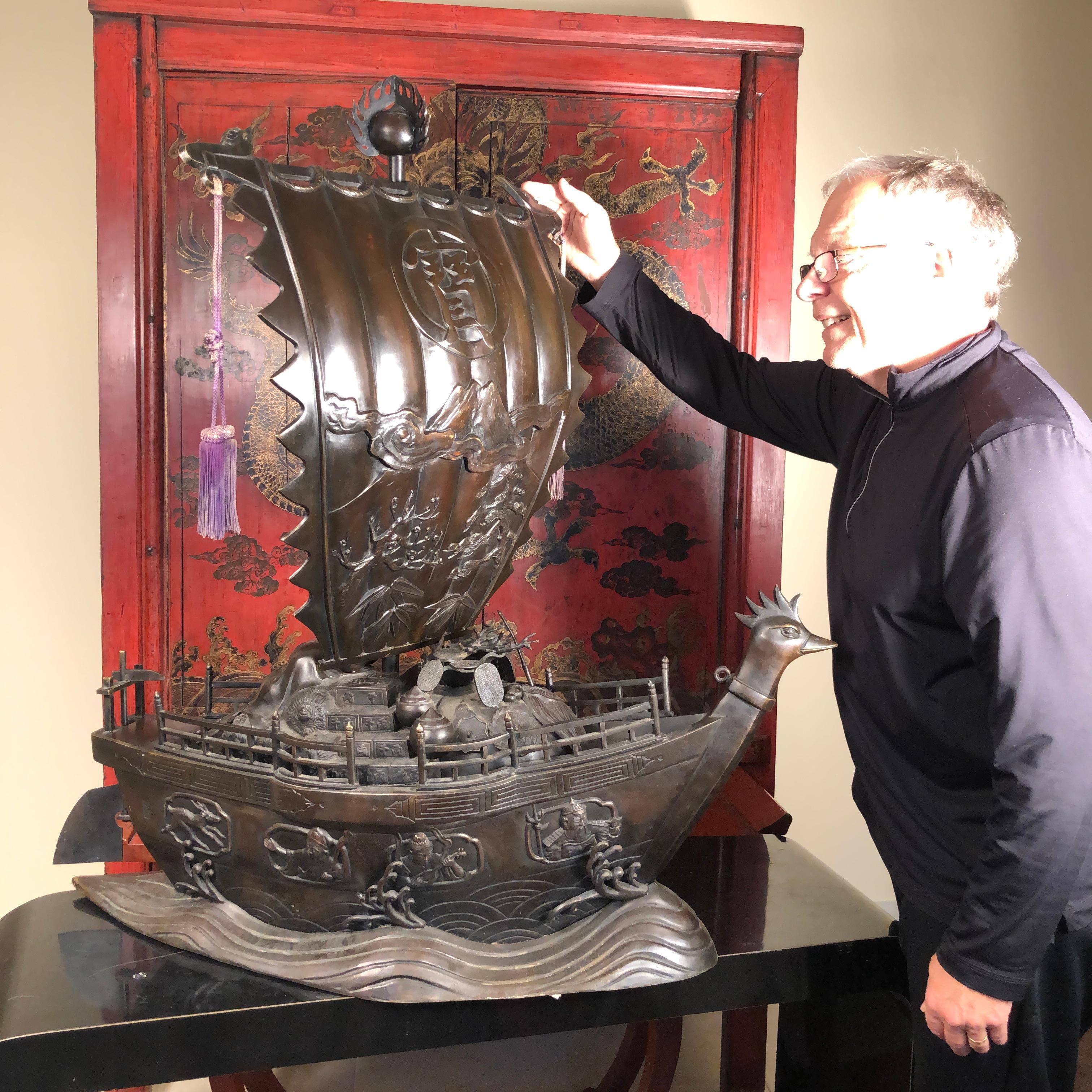Japanisches, riesiges, antikes Bronze-Schiffs-Meisterwerk „Treasure Fortune“  (Taisho) im Angebot