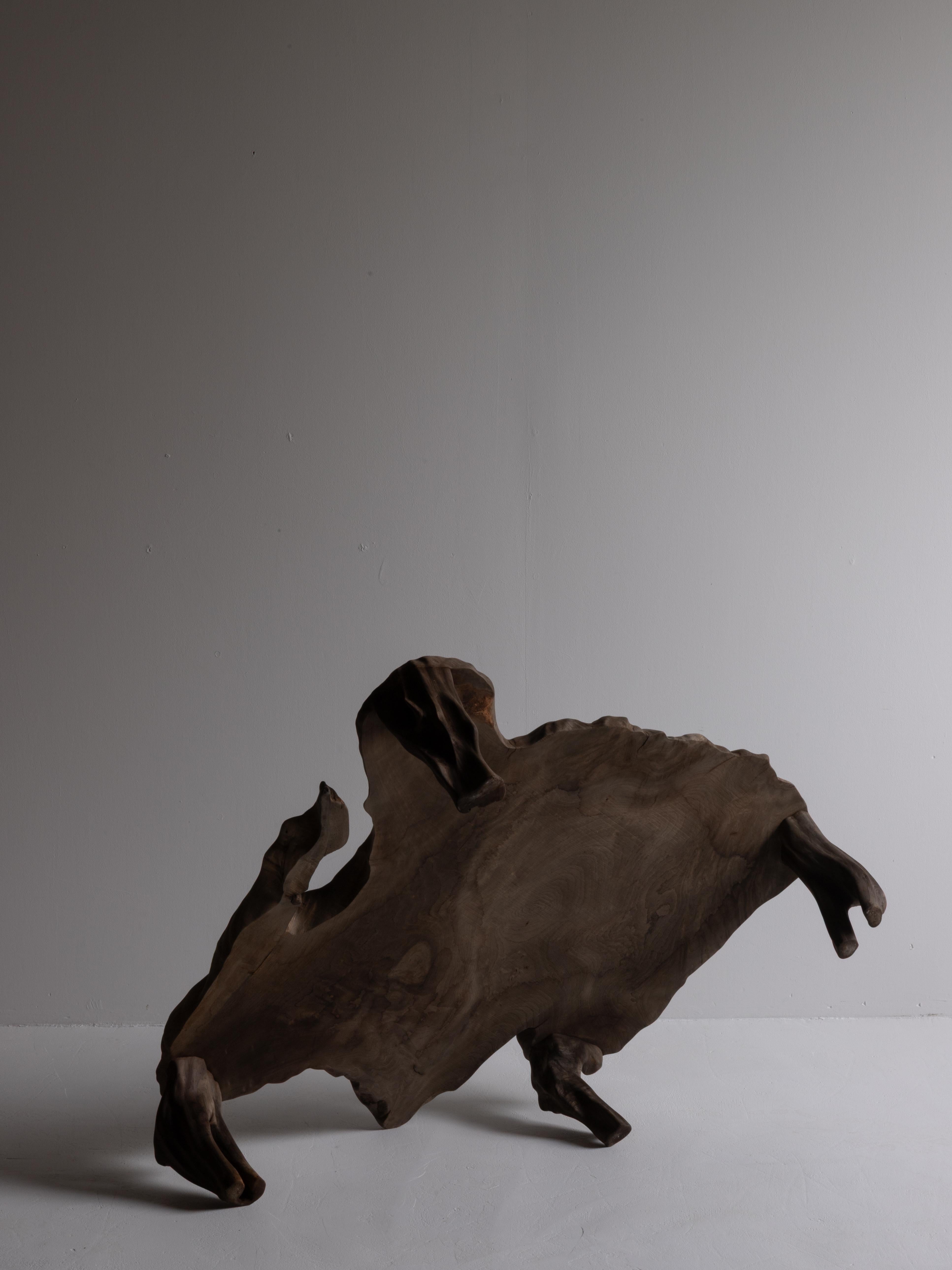 Antiquités japonaises Brutalist  Table basse 1900-1940 / Table d'appoint Wabi Sabi en vente 9