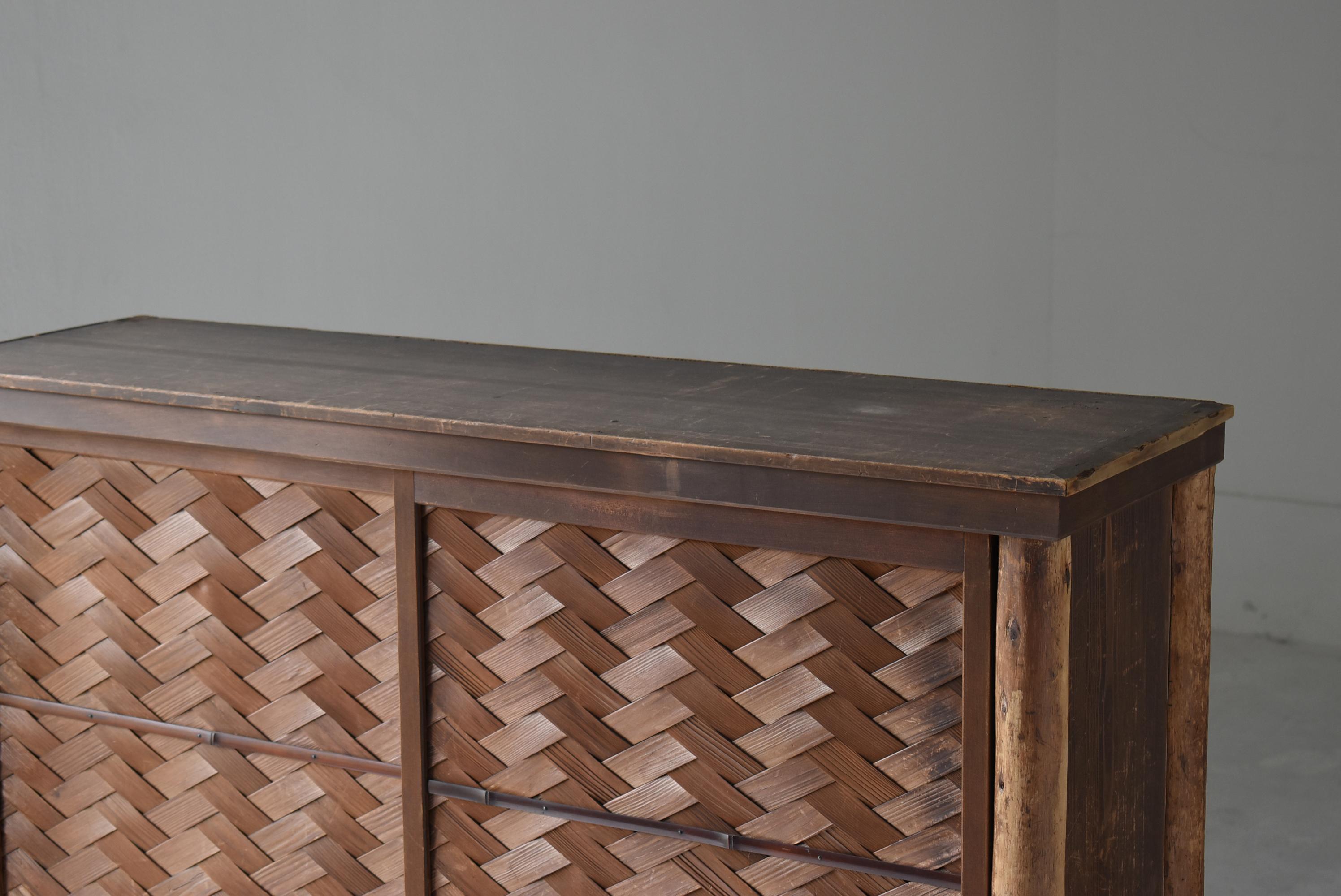 Woodwork Japanese Antique Cabinet 1920s-1940s / Tansu Sideboard Wabi Sabi