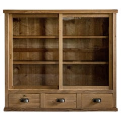 Japanese Antique Cabinet with Glass Doors, Taisho Era (1912–1926), Wabi Sabi