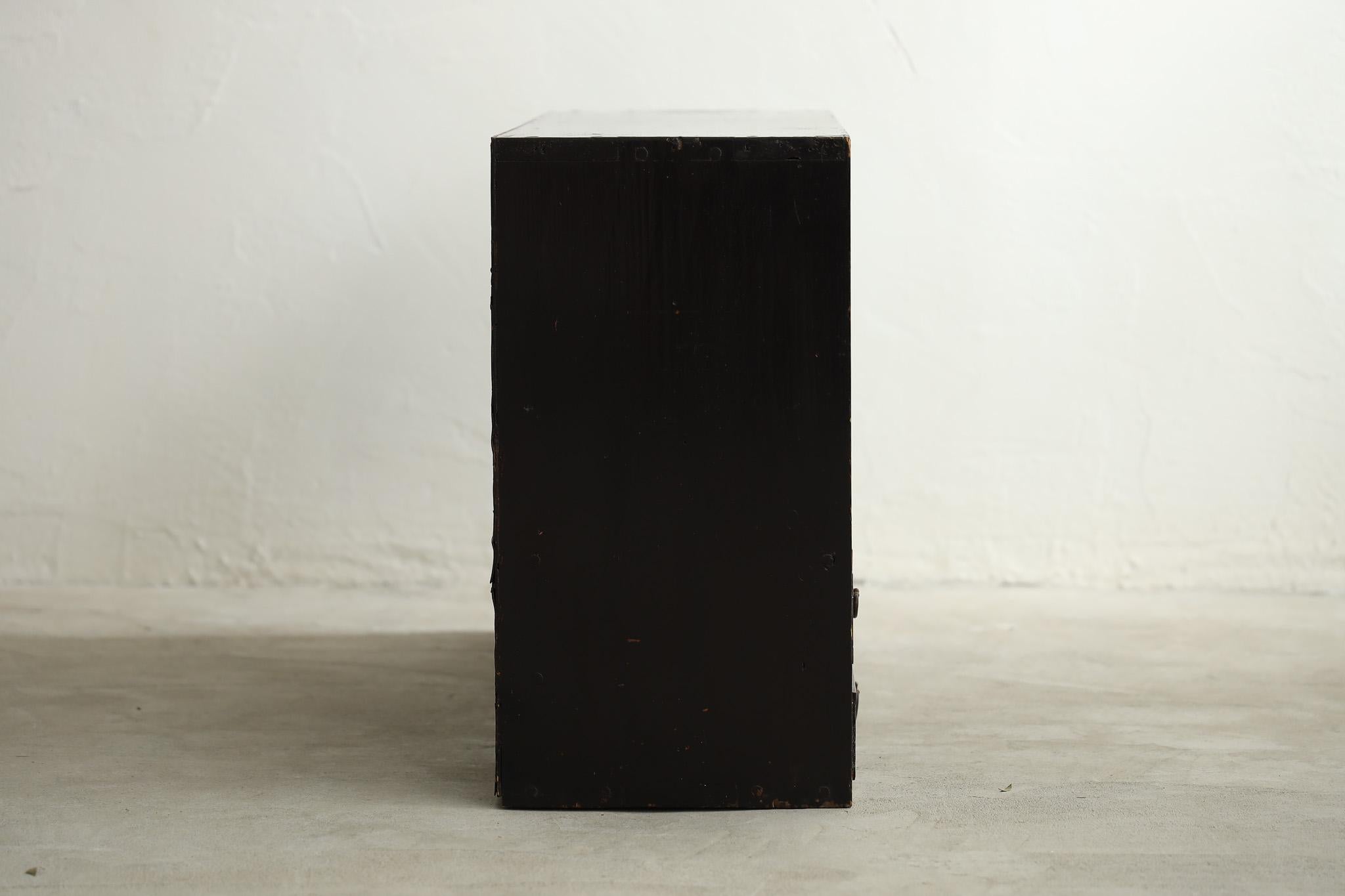 Armario antiguo japonés con puertas de celosía de madera, Wabi Sabi, Japandi en venta 4