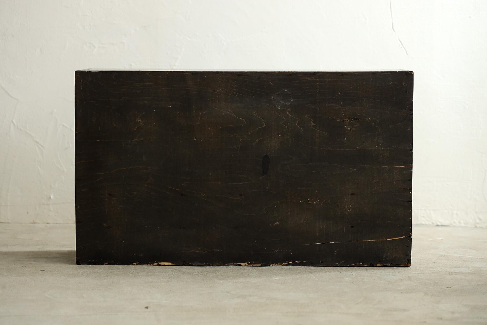 Armario antiguo japonés con puertas de celosía de madera, Wabi Sabi, Japandi en venta 5