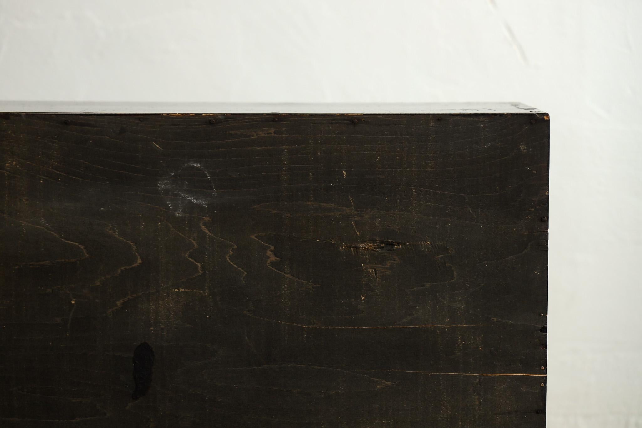 Armario antiguo japonés con puertas de celosía de madera, Wabi Sabi, Japandi en venta 6
